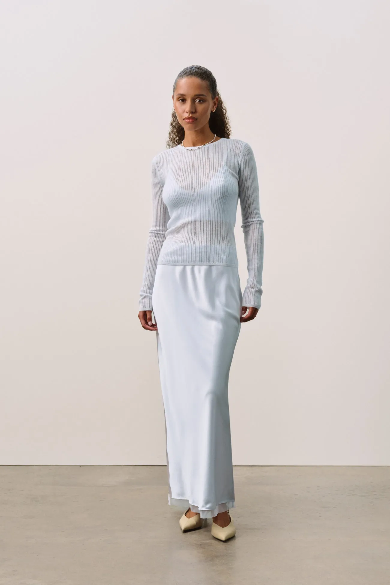 MABLE TRELLIS LONG SLEEVE CASHMERE TEE sold by NakedCashmere