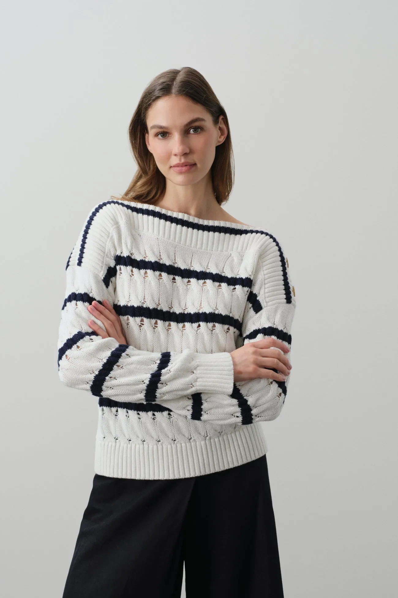 PAULA STRIPED OFF THE SHOULDER SWEATER sold by NakedCashmere product image thumbnail 2
