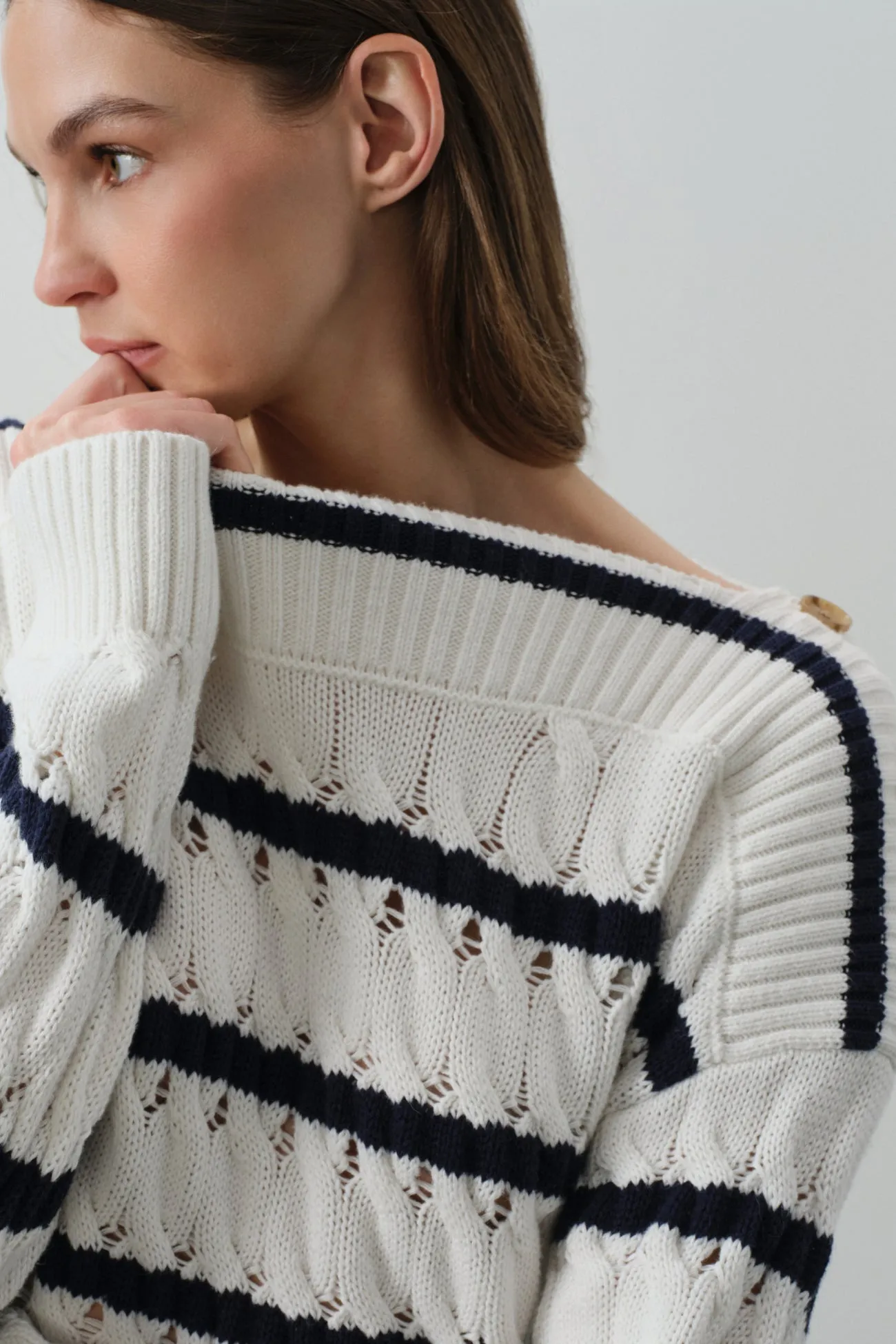 PAULA STRIPED OFF THE SHOULDER SWEATER sold by NakedCashmere product image thumbnail 5