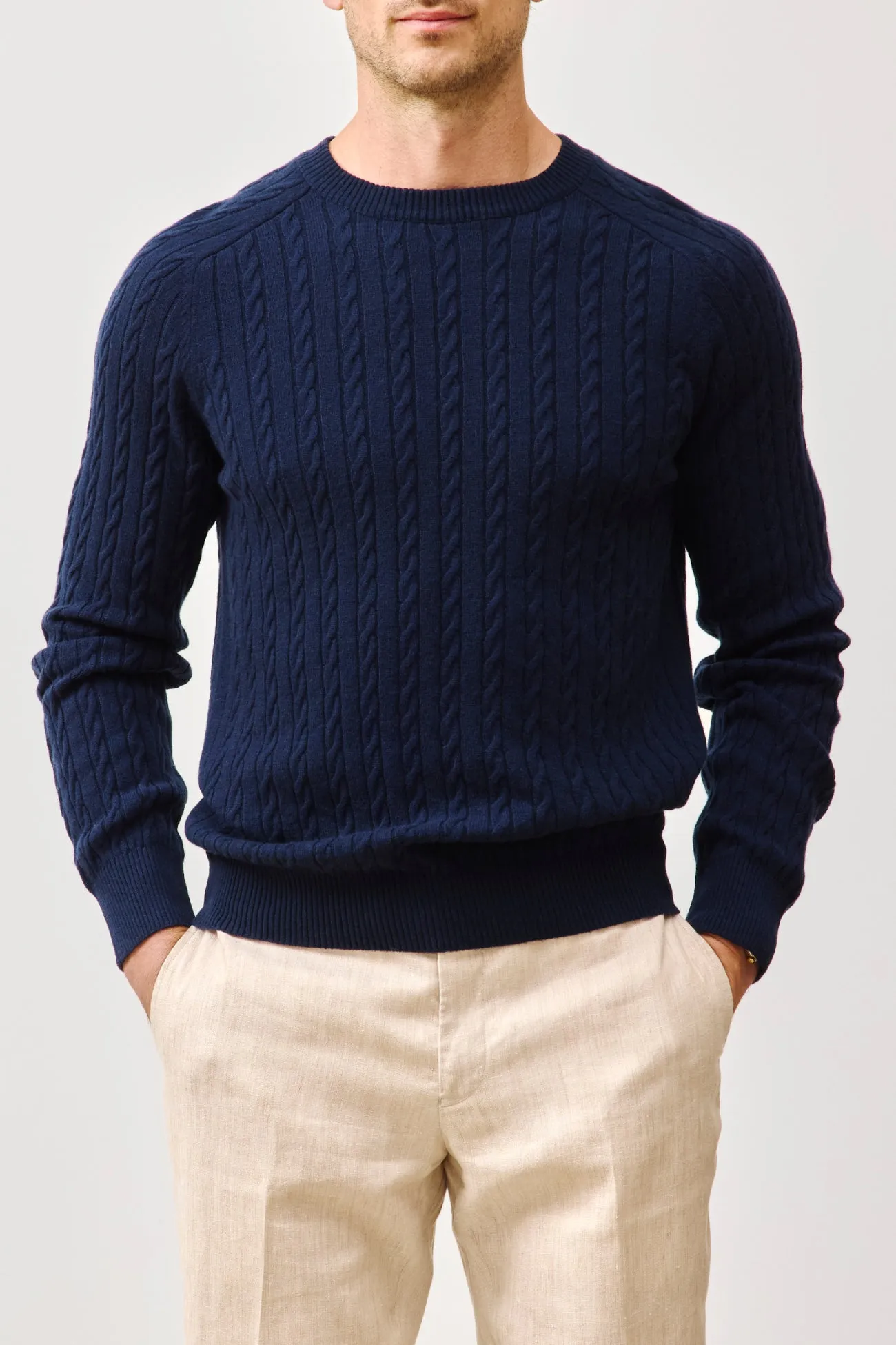 BRADFORD CASHMERE CABLE KNIT CREWNECK sold by NakedCashmere