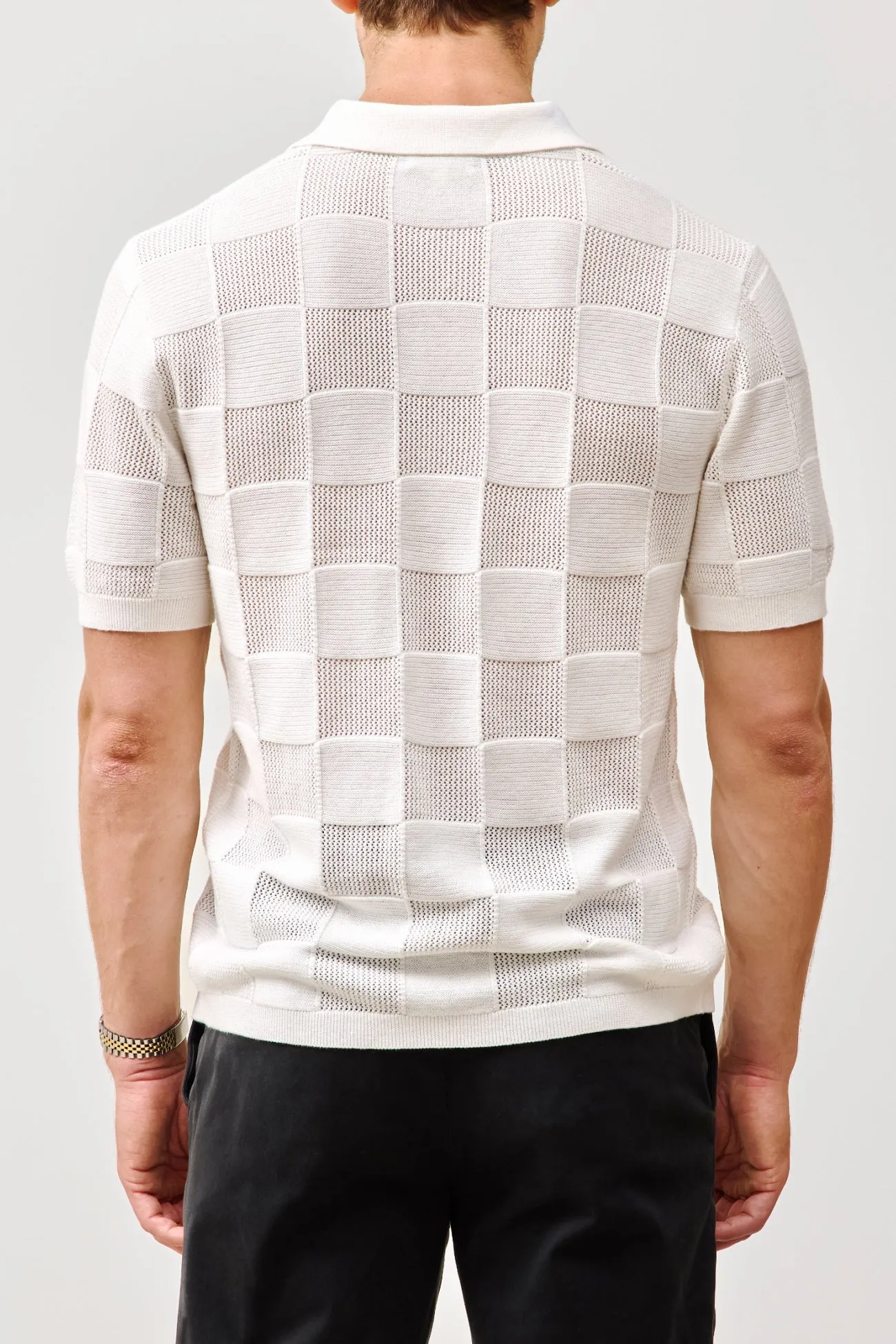 BRADLEY COTTON CASHMERE CHECKERED POLO sold by NakedCashmere product image thumbnail 3