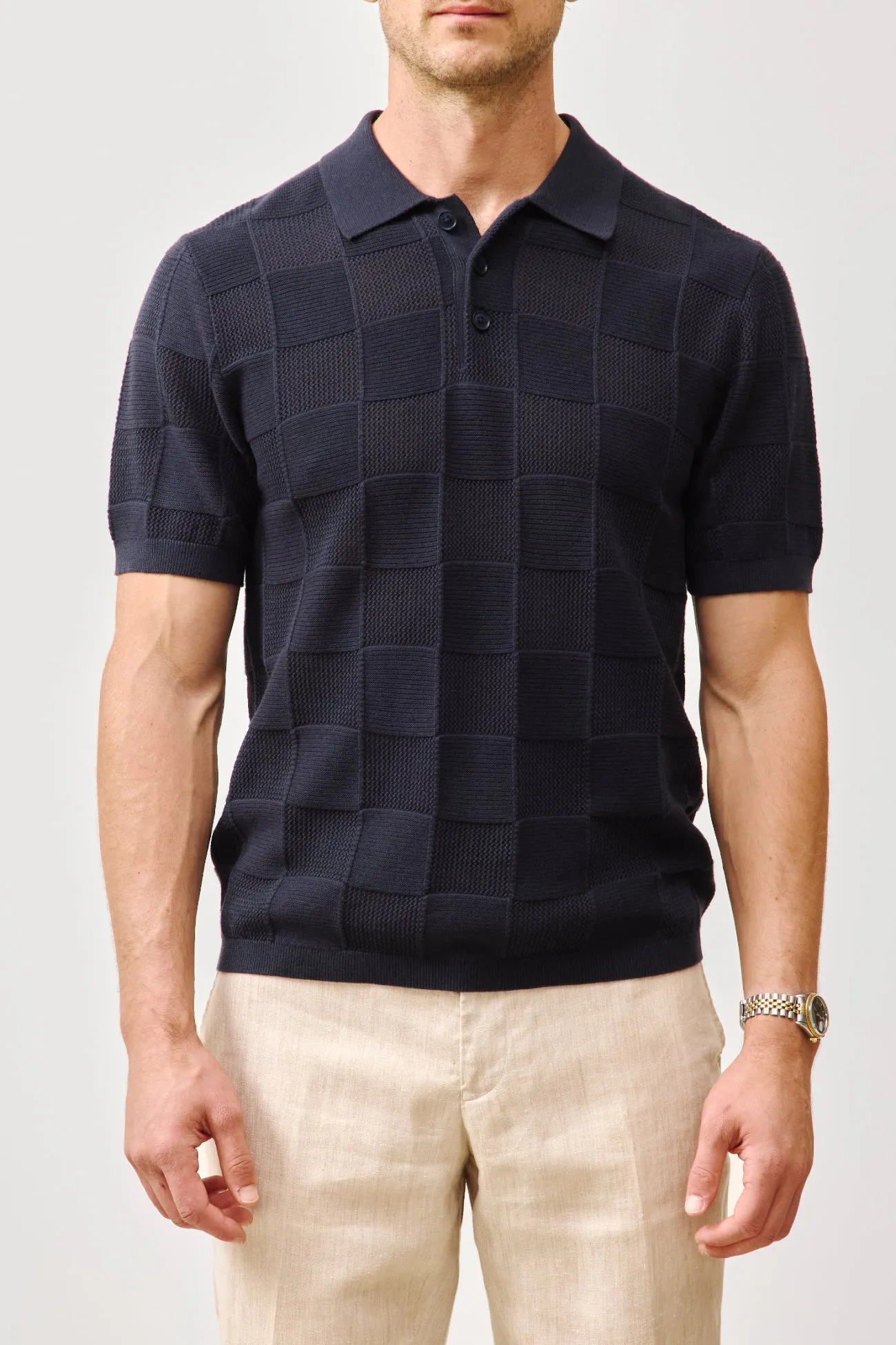 BRADLEY COTTON CASHMERE CHECKERED POLO sold by NakedCashmere product image thumbnail 5