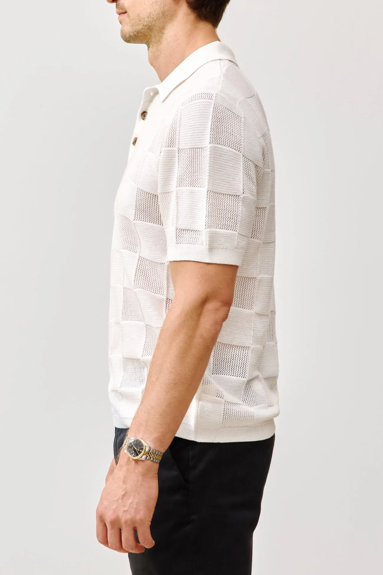 BRADLEY COTTON CASHMERE CHECKERED POLO sold by NakedCashmere product image thumbnail 2