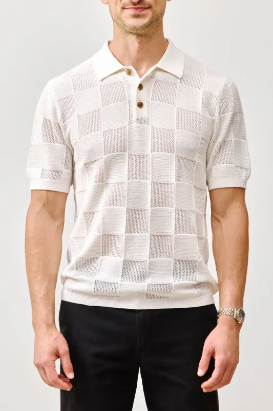 BRADLEY COTTON CASHMERE CHECKERED POLO made by NakedCashmere