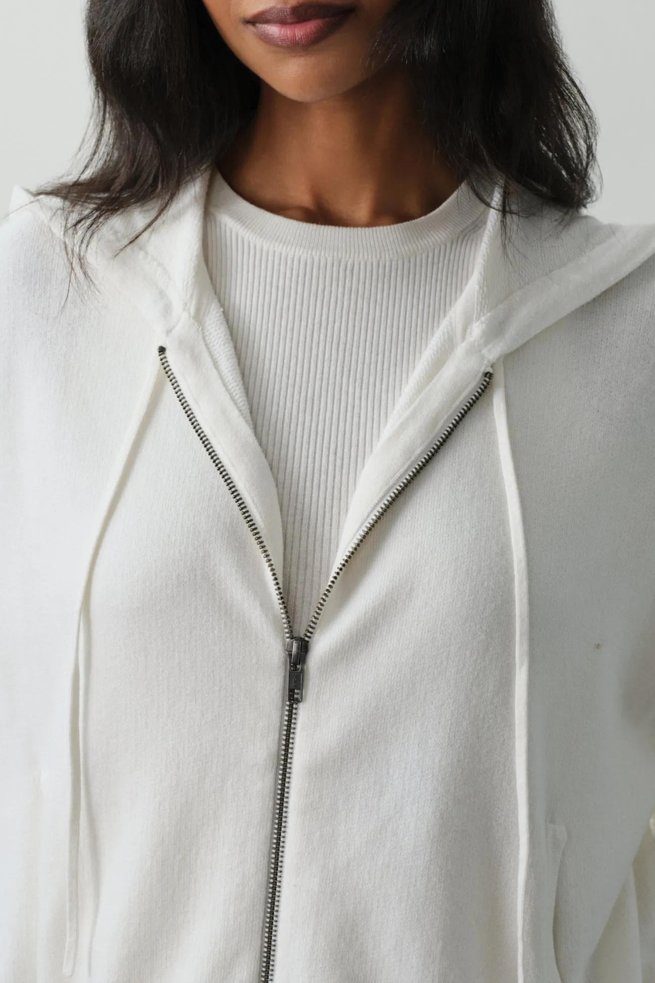 SERENA COTTON CASHMERE ZIP-UP HOODIE - ECRU sold by NakedCashmere product image thumbnail 5