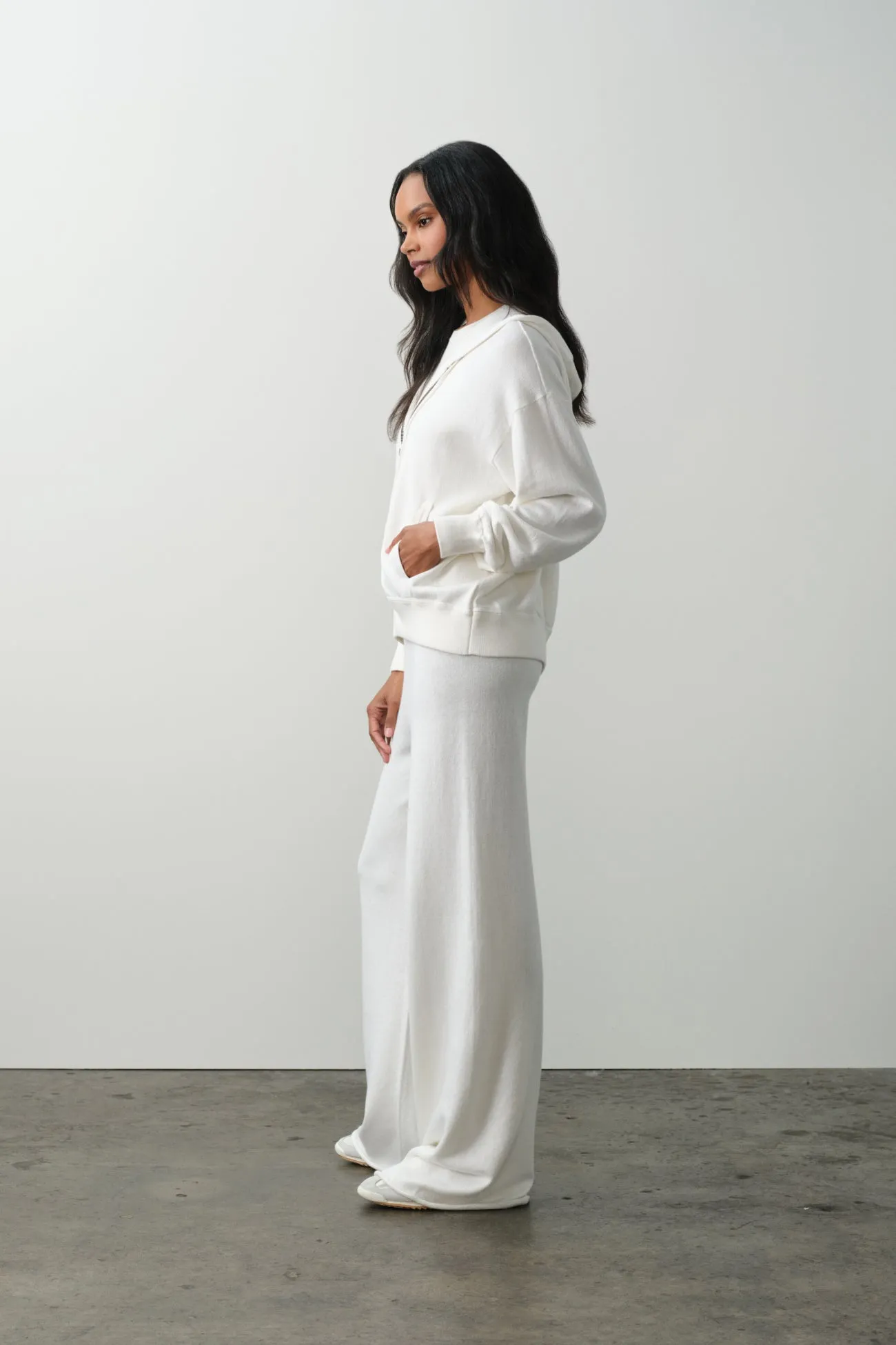 SERENA COTTON CASHMERE ZIP-UP HOODIE - ECRU sold by NakedCashmere product image thumbnail 3
