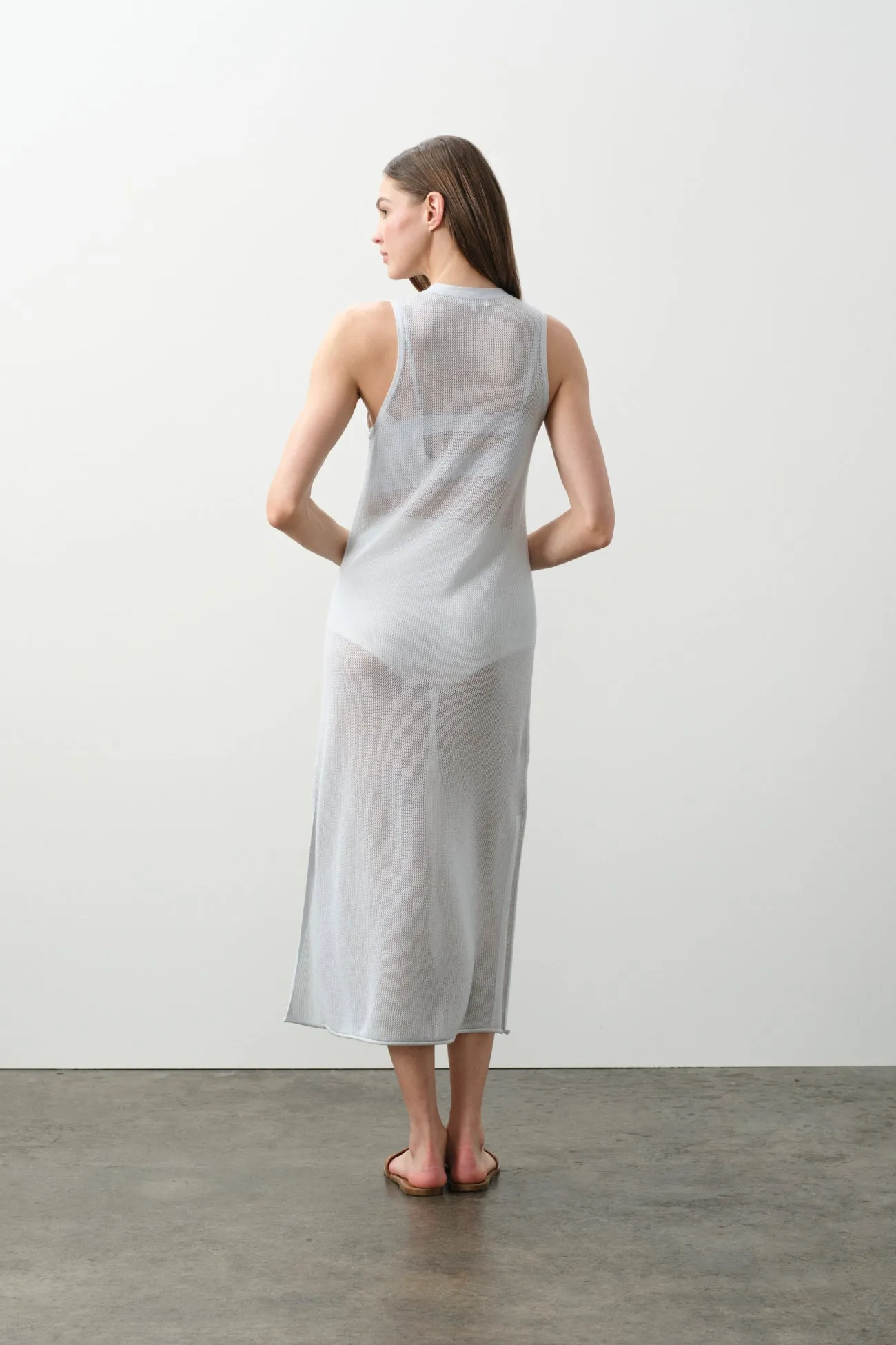 THEA COTTON CASHMERE MIDI DRESS - CLOUD sold by NakedCashmere product image thumbnail 3