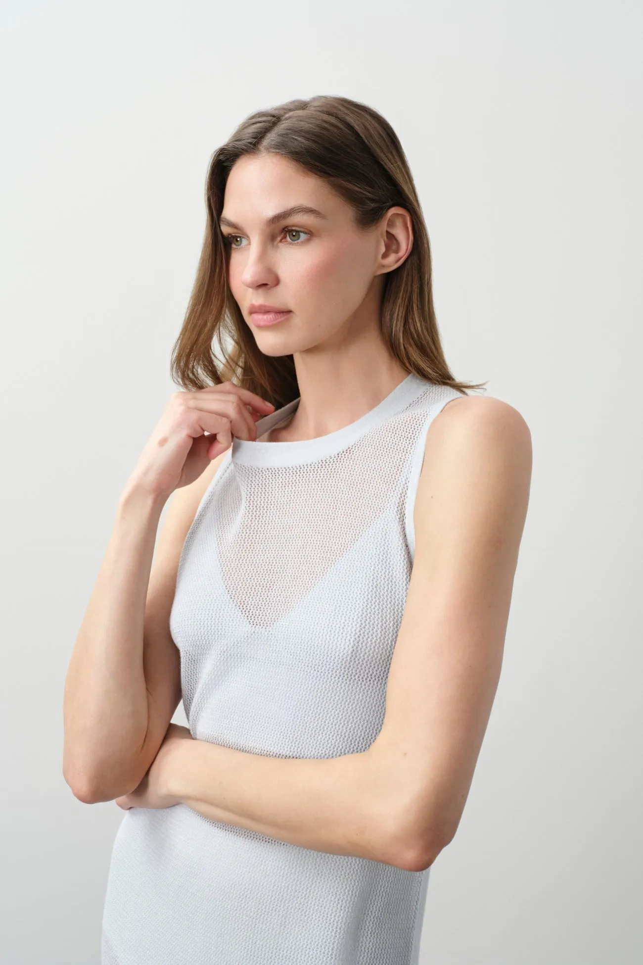 THEA COTTON CASHMERE MIDI DRESS - CLOUD sold by NakedCashmere product image thumbnail 4