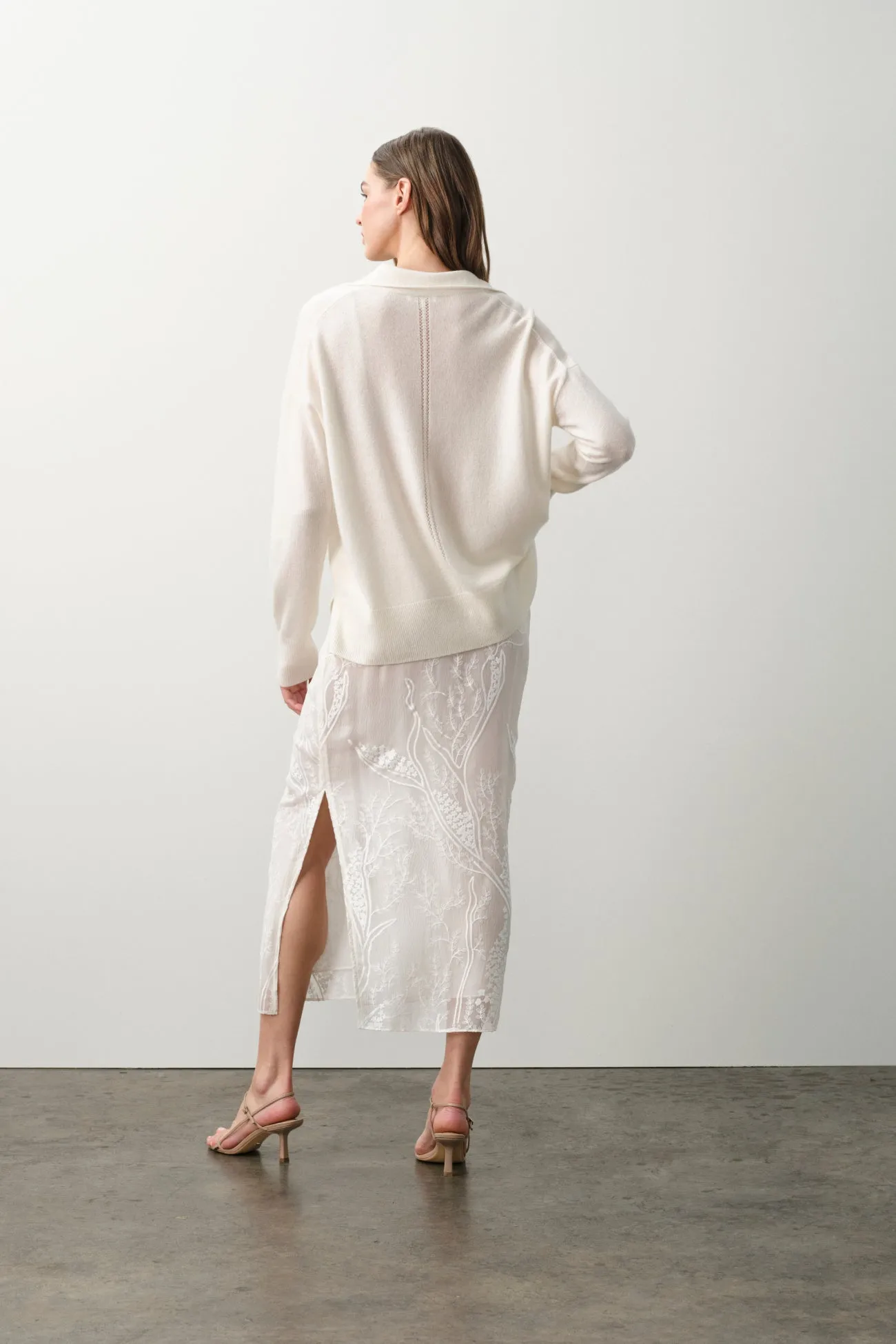 SALLY FLORAL SILK CHIFFON MIDI SKIRT - ECRU sold by NakedCashmere product image thumbnail 3