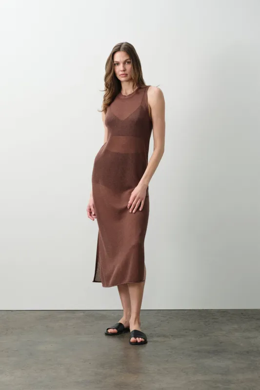 THEA COTTON CASHMERE MIDI DRESS - TEAK made by NakedCashmere