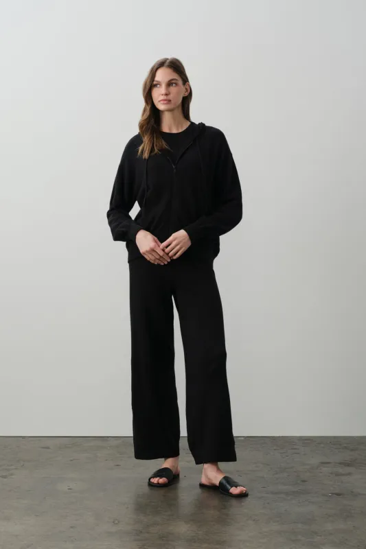 SERENA COTTON CASHMERE ZIP-UP HOODIE - BLACK made by NakedCashmere