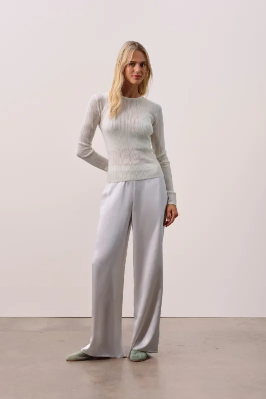 MABLE TRELLIS LONG SLEEVE CASHMERE TEE - ECRU made by NakedCashmere