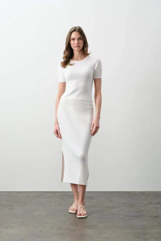 AUBRIE MIDI SKIRT - ECRU made by NakedCashmere