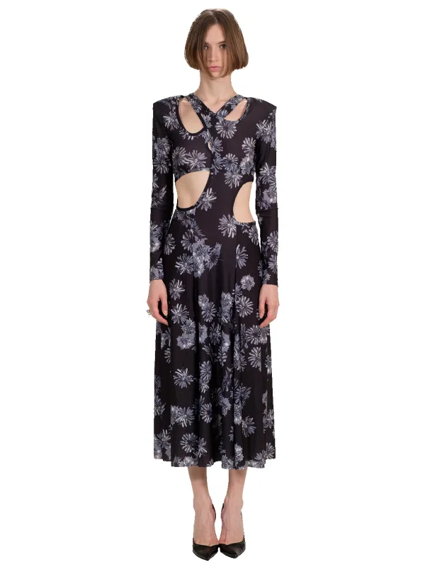 Floral Print Cut Out Maxi Dress made by Natasha Zinko
