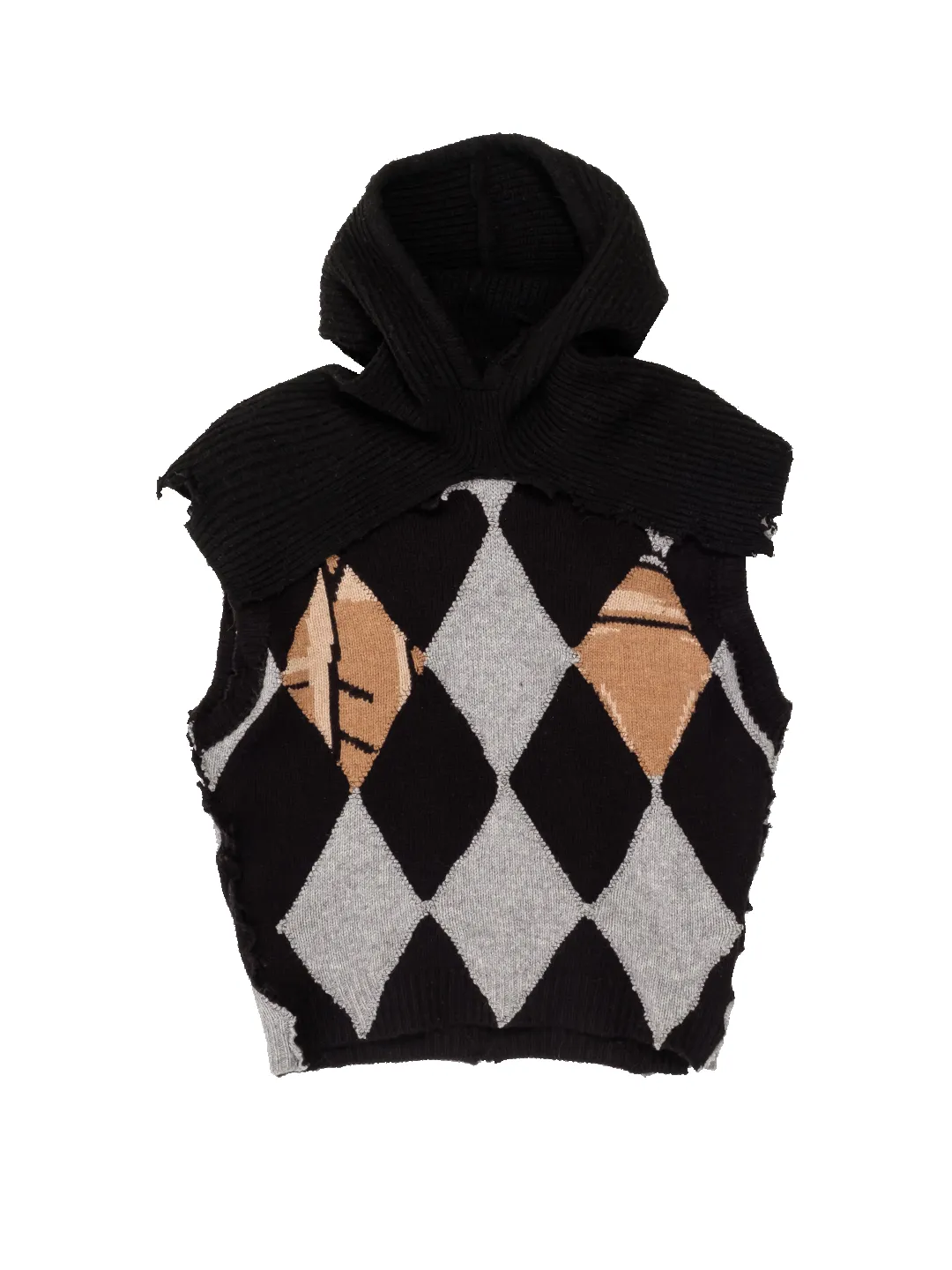 UPCYCLED ARGYLLE HOODED VEST sold by Natasha Zinko product image thumbnail 3