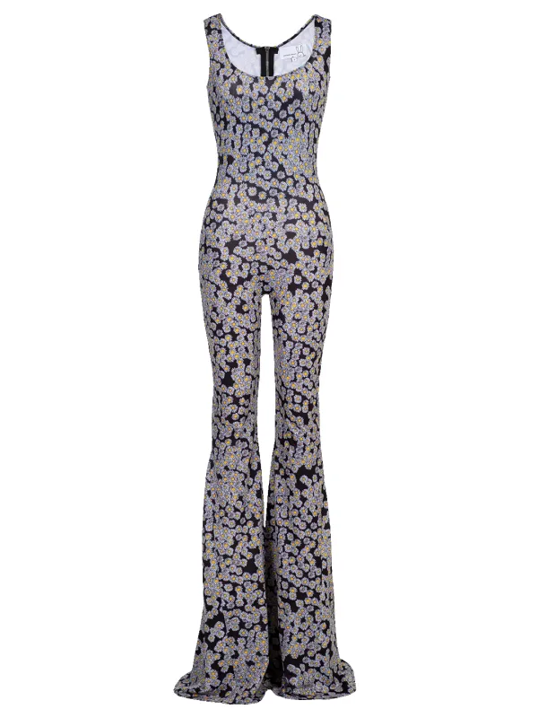 Daisy-print Flared-leg Jersey Jumpsuit sold by Natasha Zinko