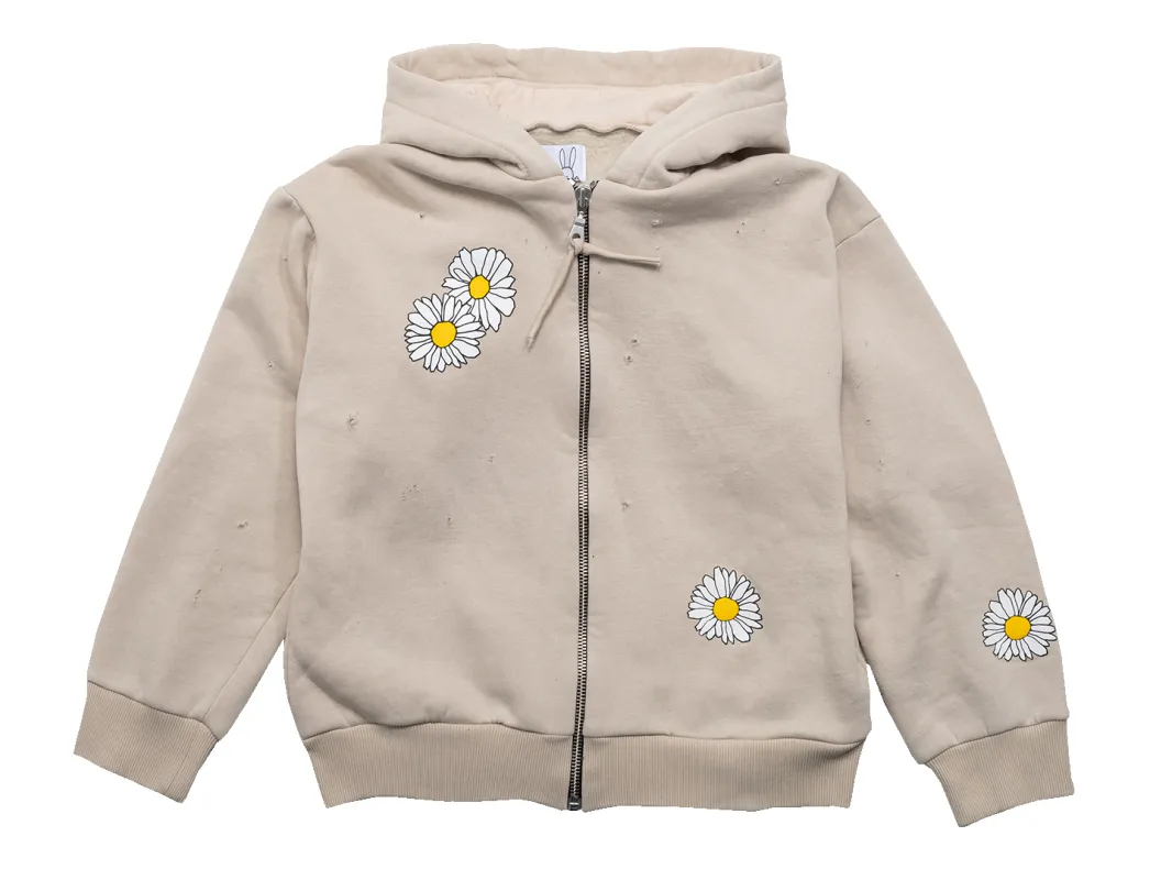Daisy-print Zipped Sweatshirt With Bunny Hoodie made by Natasha Zinko