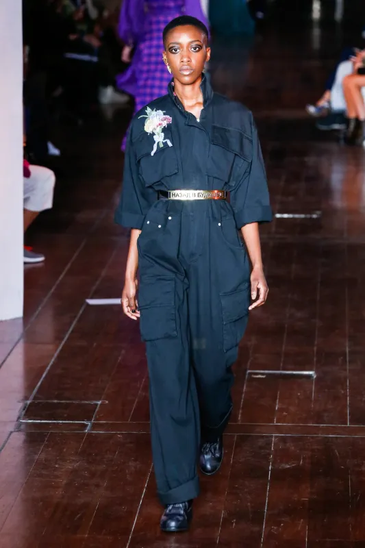 Jumpsuit With Embroidery And Belt Black sold by Natasha Zinko