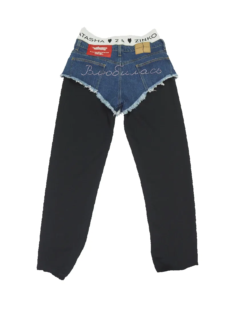 Upcycled Trousers With Denim Shorts on Top sold by Natasha Zinko product image thumbnail 2