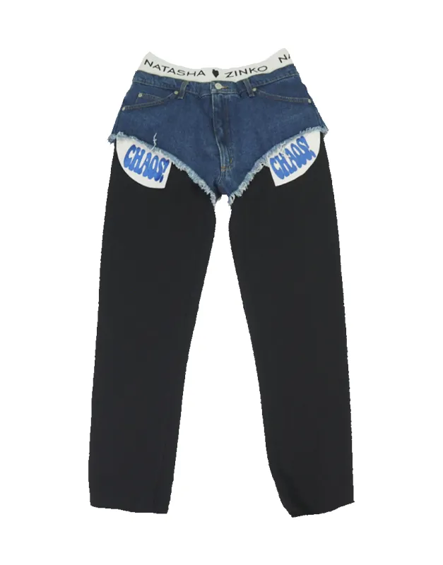 Upcycled Trousers With Denim Shorts on Top sold by Natasha Zinko