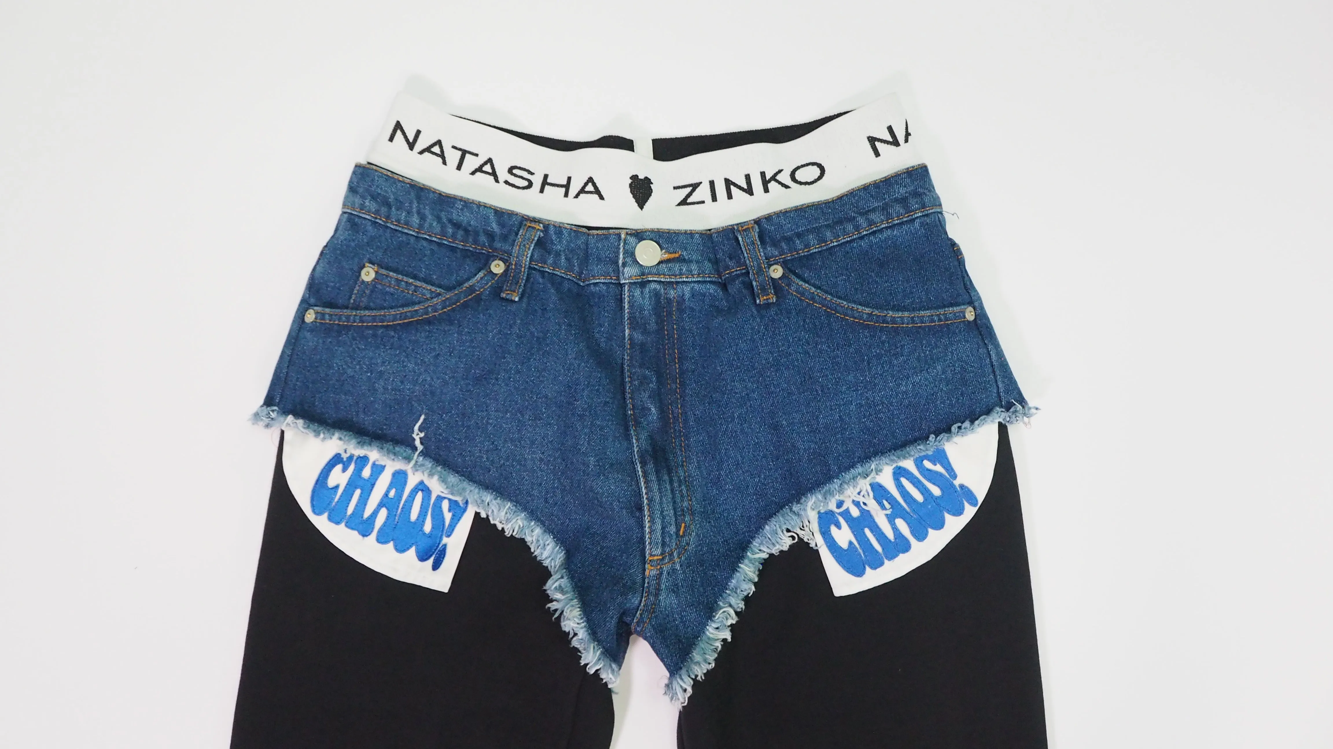 Upcycled Trousers With Denim Shorts on Top sold by Natasha Zinko product image thumbnail 4