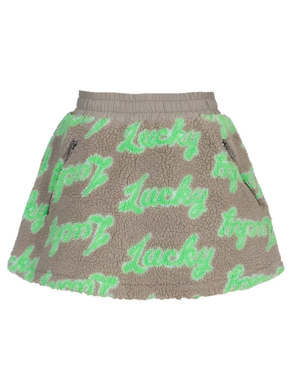 Lucky-print Fleece Mini-skirt made by Natasha Zinko