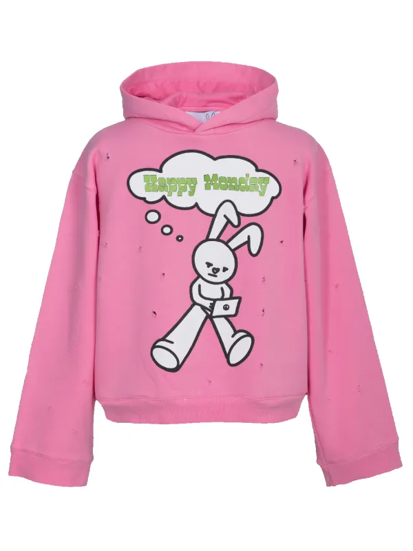 Distressed 'Happy Monday' Hoodie sold by Natasha Zinko