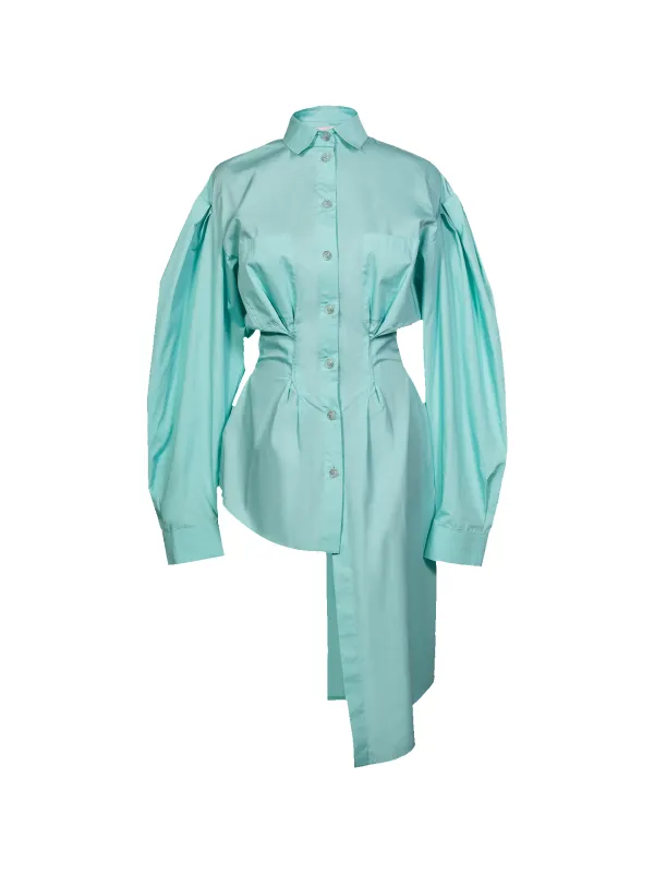 Green Asymmetric Lantern Sleeve Shirt sold by Natasha Zinko