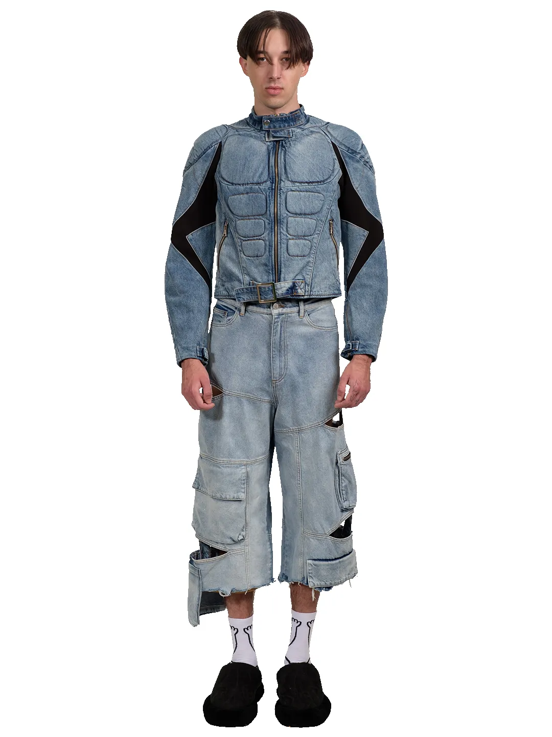 Denim Cargo Cut Out Shorts sold by Natasha Zinko product image thumbnail 4