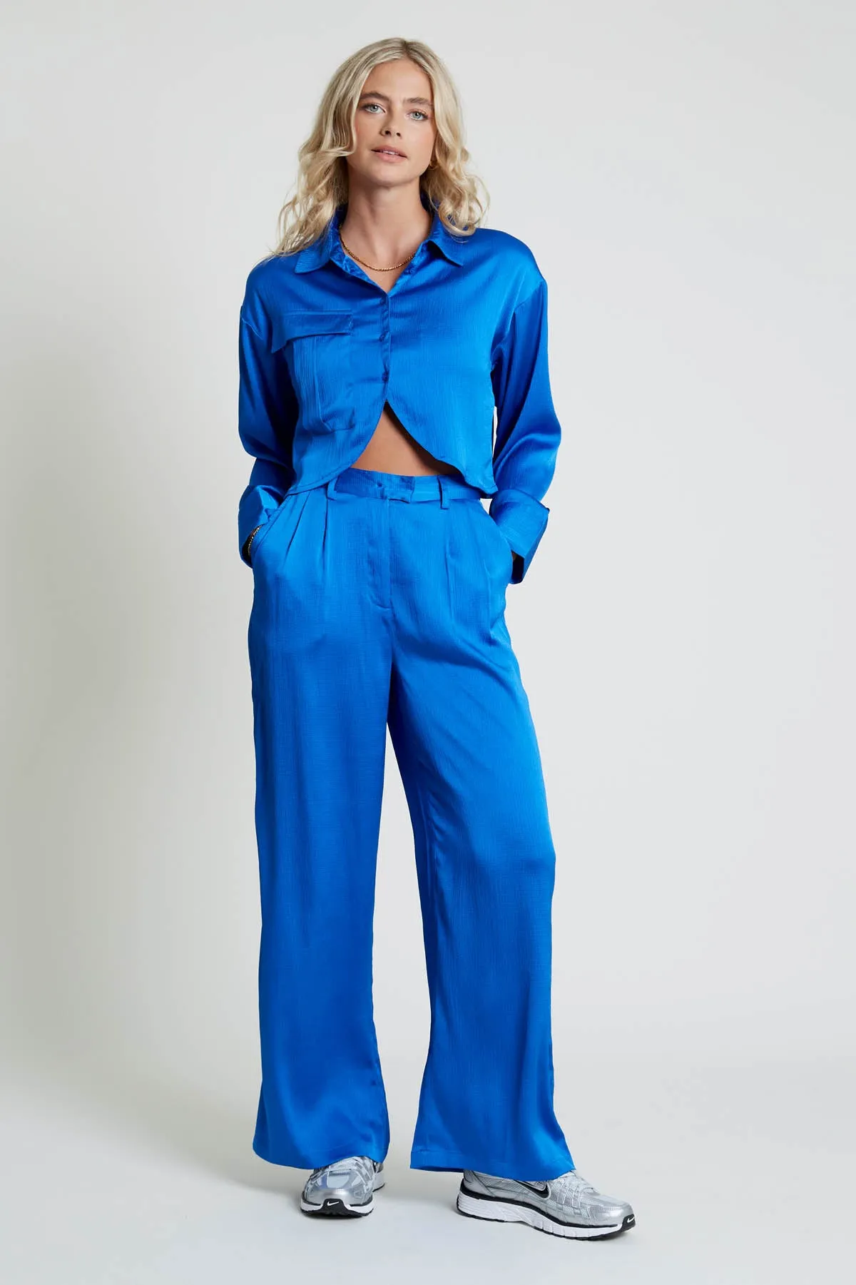 GIA TEXTURED SATIN WIDE LEG TROUSERS sold by NATIVE YOUTH product image thumbnail 2