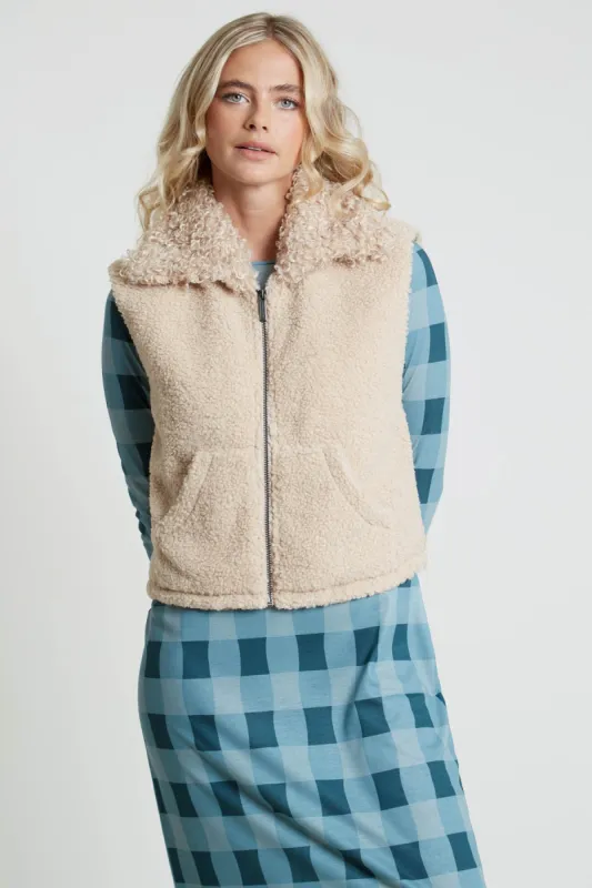 BARTI BORG GILET WITH FAUX FUR COLLAR sold by NATIVE YOUTH