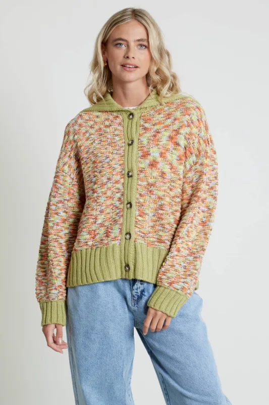 CYPHER OVERSIZED CARDIGAN IN SPACE DYE KNIT sold by NATIVE YOUTH