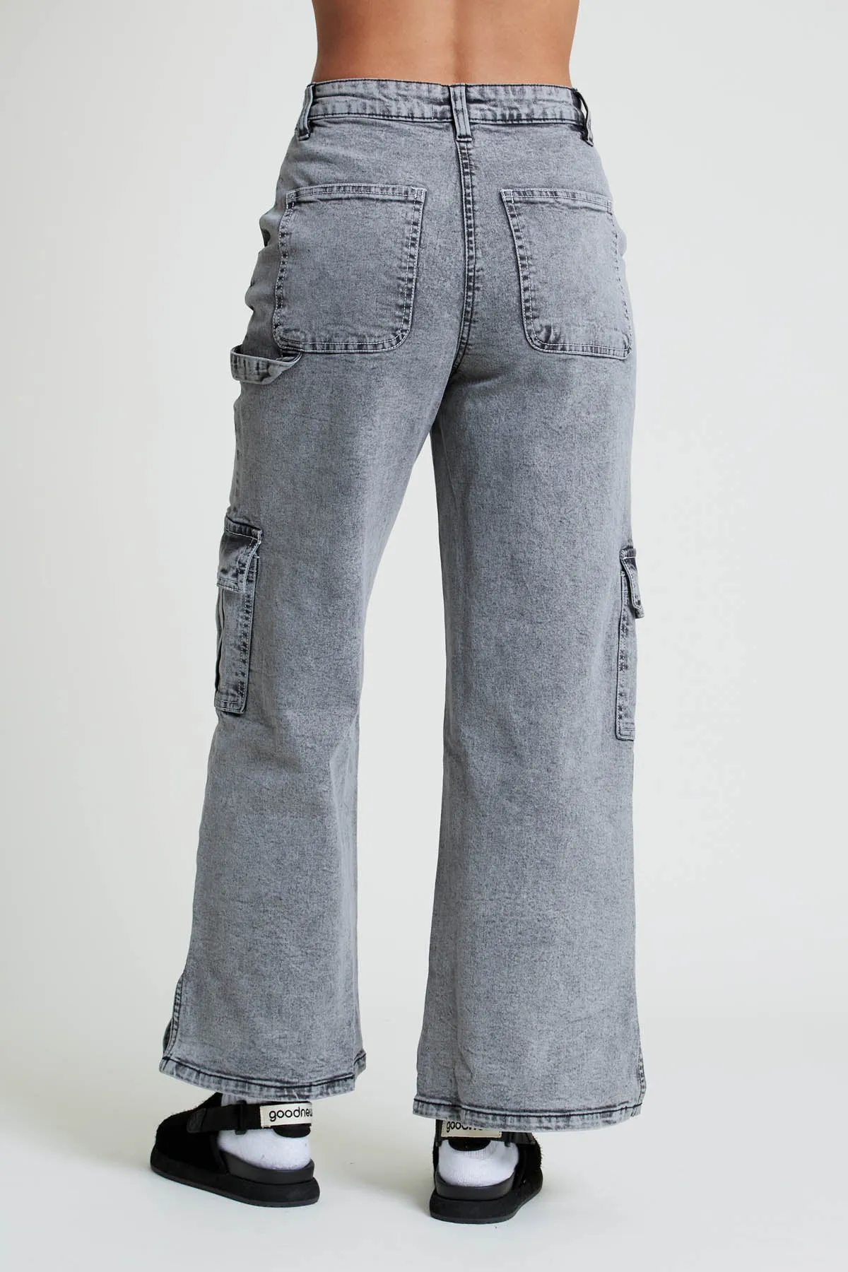 ACIALA ACID WASH WIDE LEG JEANS WITH SEAMING DETAIL sold by NATIVE YOUTH product image thumbnail 4