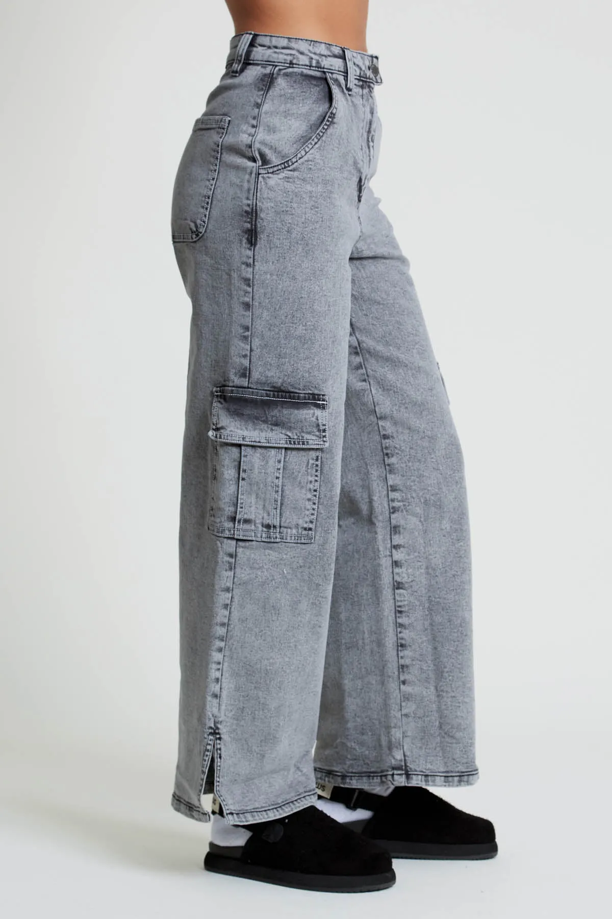 ACIALA ACID WASH WIDE LEG JEANS WITH SEAMING DETAIL sold by NATIVE YOUTH product image thumbnail 3