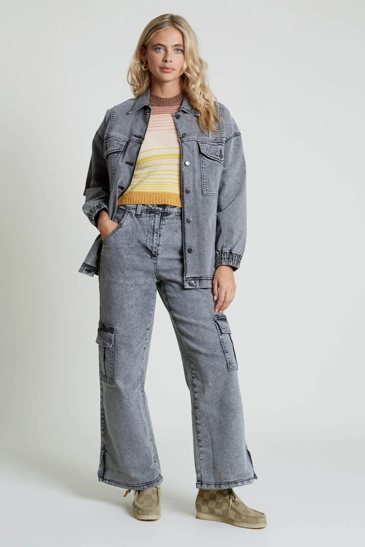 ACIALA ACID WASH WIDE LEG JEANS WITH SEAMING DETAIL sold by NATIVE YOUTH product image thumbnail 2