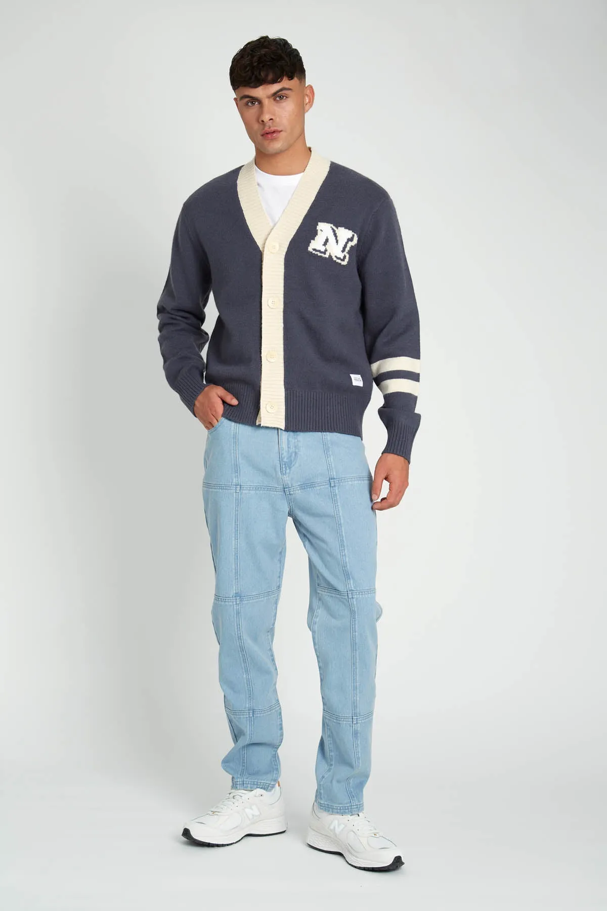 STADEL RELAXED FIT KNITTED VARSITY CARDIGAN sold by NATIVE YOUTH