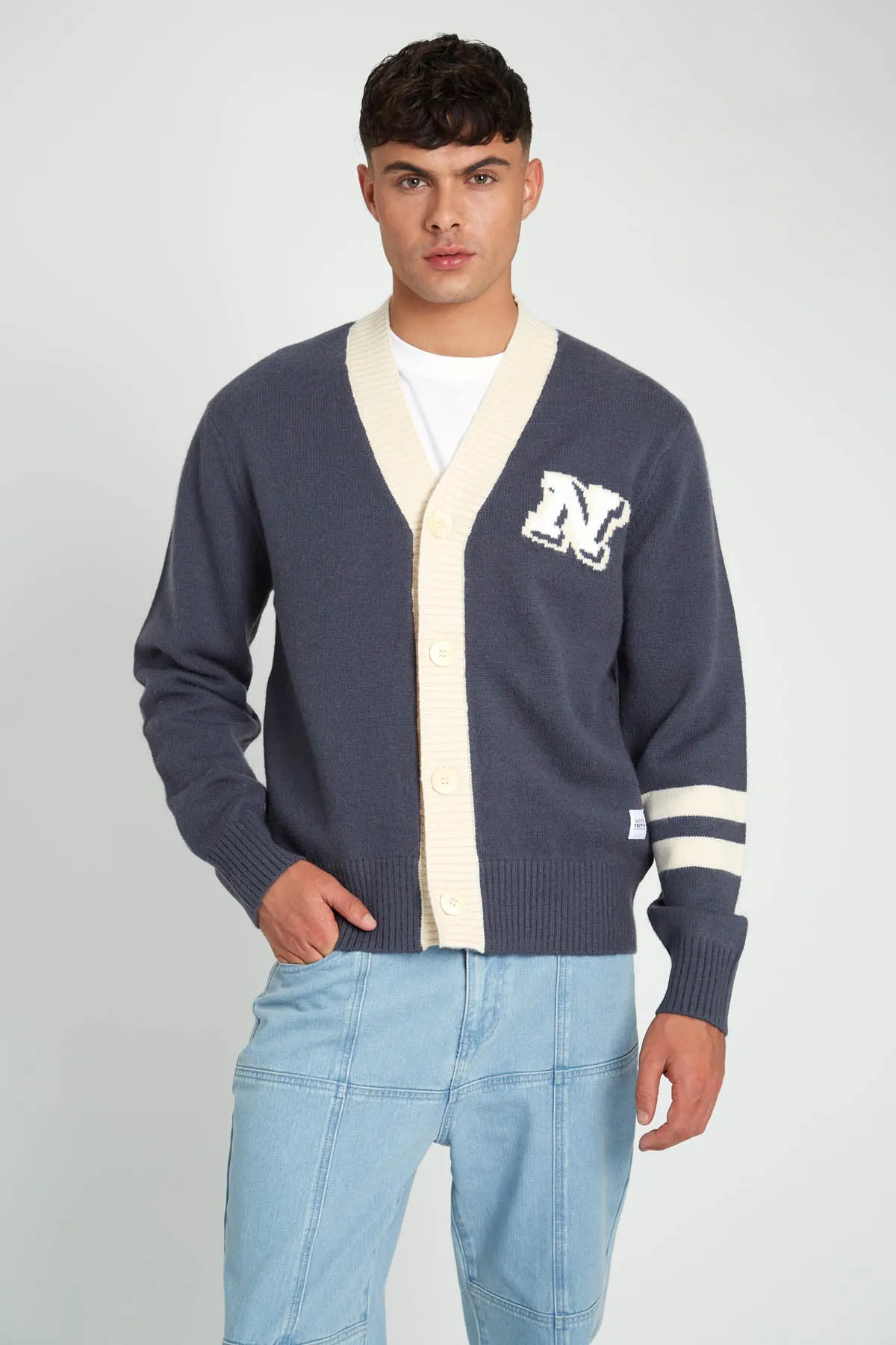 STADEL RELAXED FIT KNITTED VARSITY CARDIGAN sold by NATIVE YOUTH product image thumbnail 3