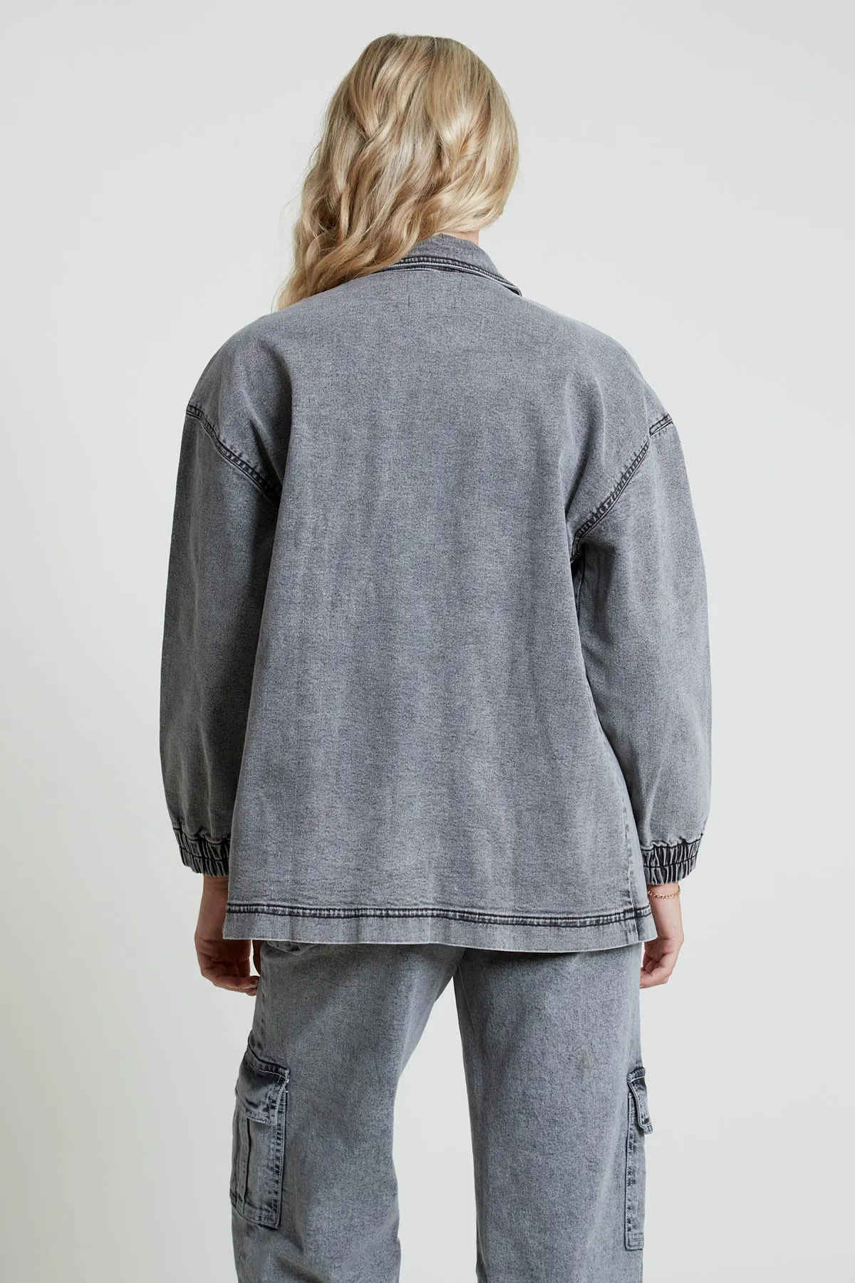 ACIALA ACID WASH DENIM JACKET WITH SEAMING DETAIL sold by NATIVE YOUTH product image thumbnail 5