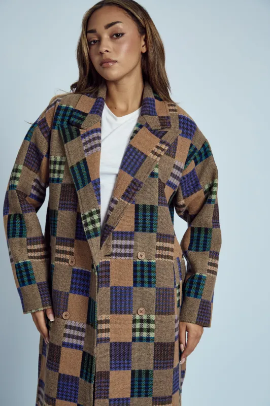 EMRYS PATCHWORK LONG-LINE COAT sold by NATIVE YOUTH