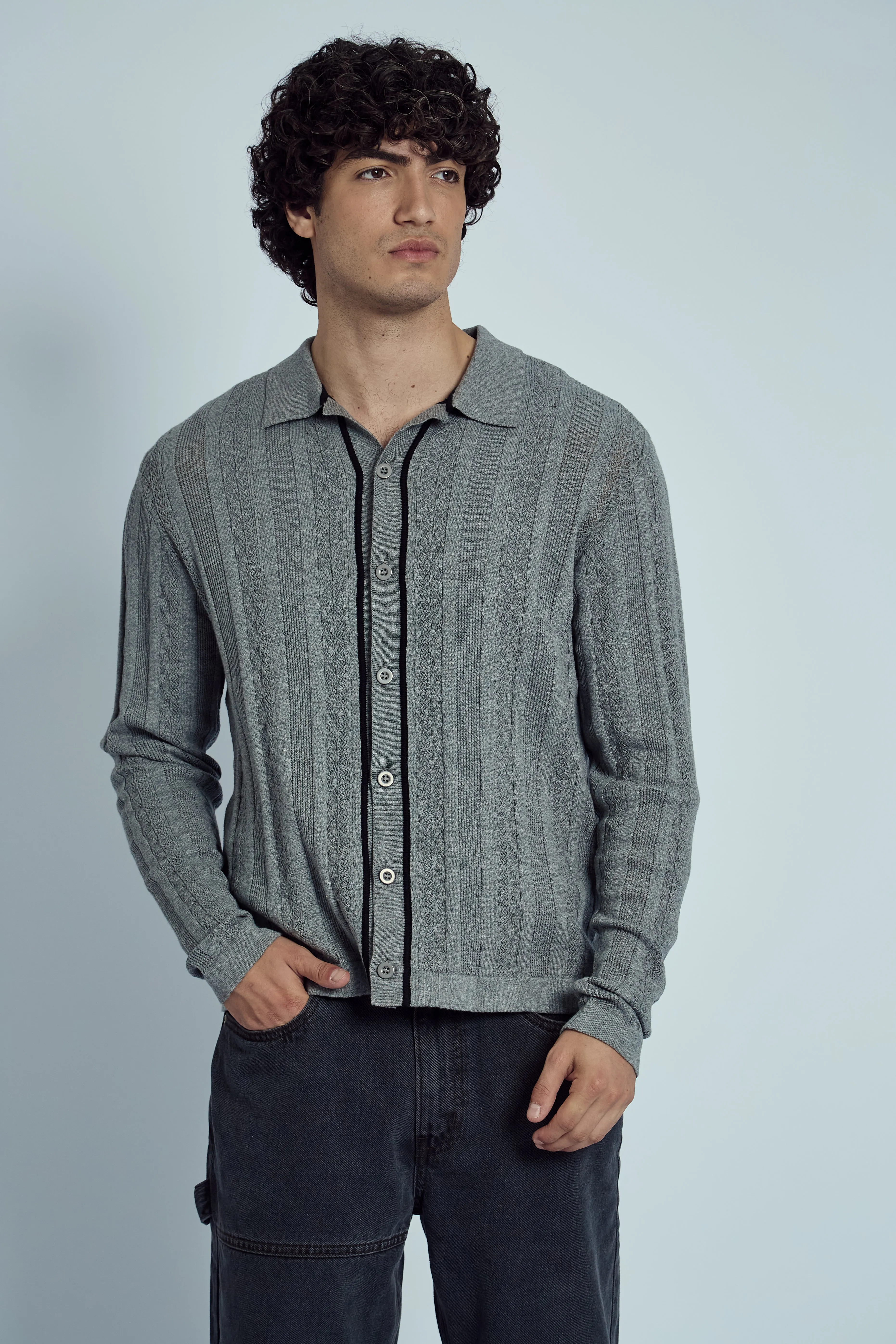 HEMMINGS KNITTED JACQUARD STRIPE SHIRT sold by NATIVE YOUTH product image thumbnail 4
