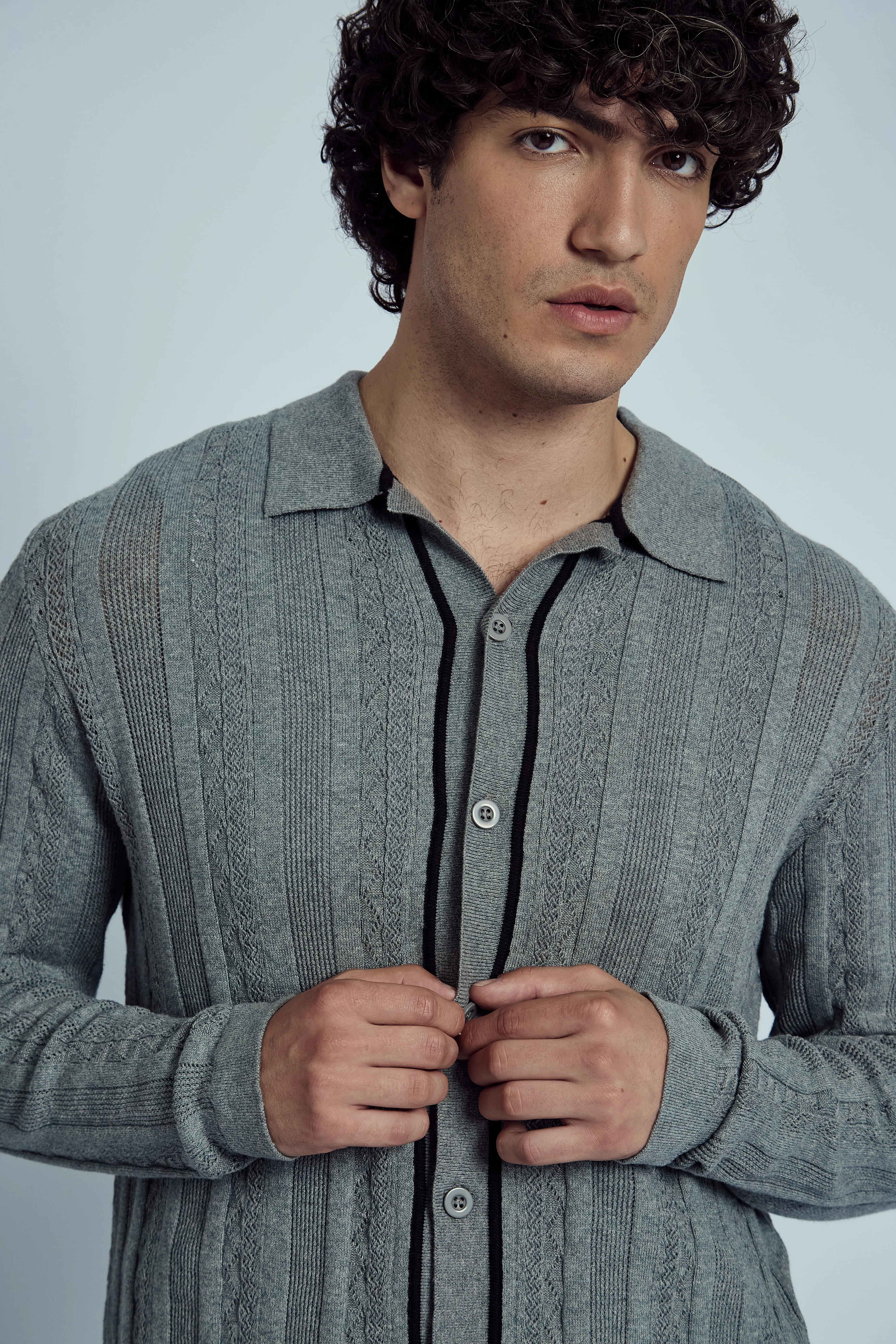 HEMMINGS KNITTED JACQUARD STRIPE SHIRT sold by NATIVE YOUTH
