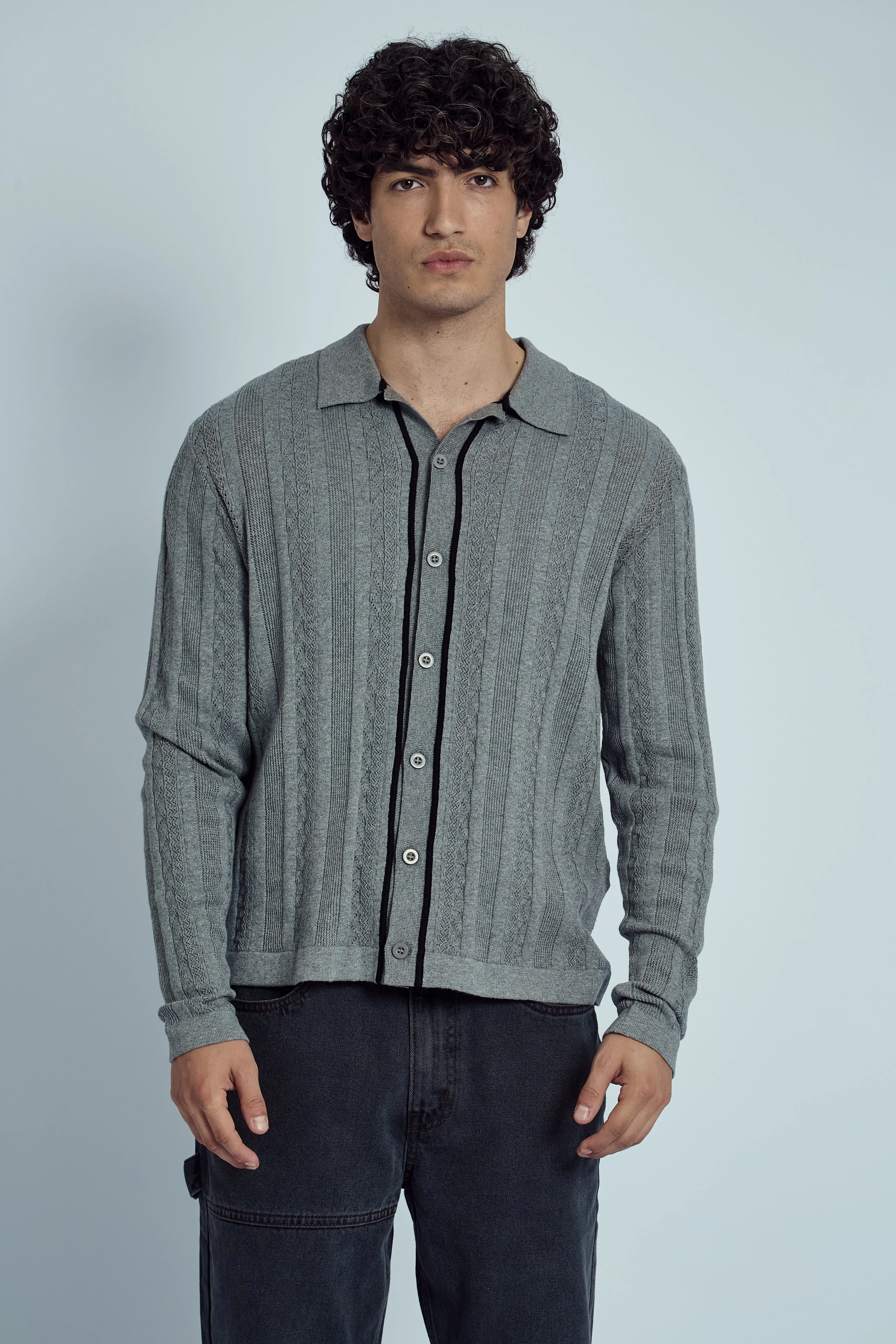 HEMMINGS KNITTED JACQUARD STRIPE SHIRT sold by NATIVE YOUTH product image thumbnail 2