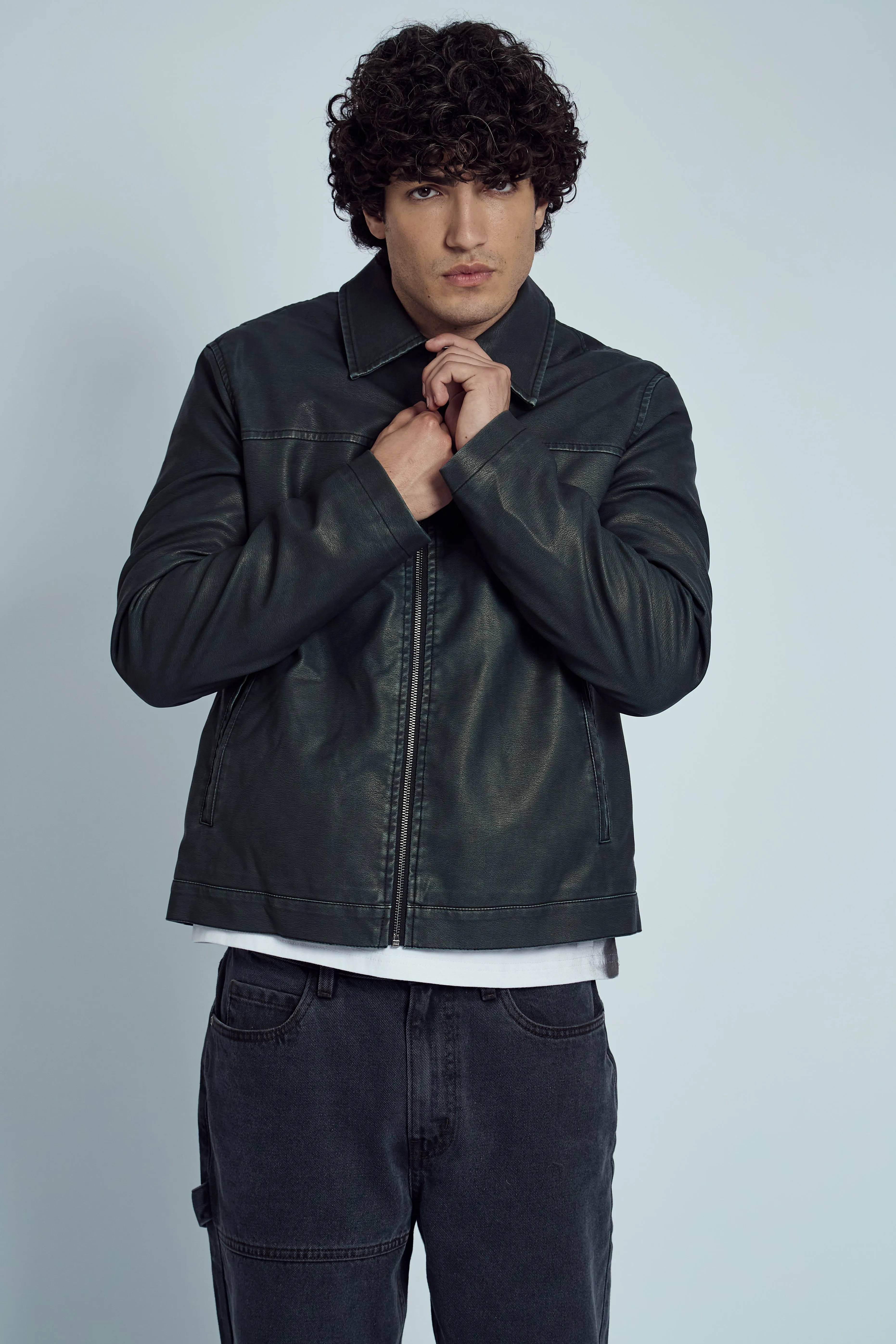 ALMOS WASHED EFFECT VEGAN LEATHER JACKET sold by NATIVE YOUTH