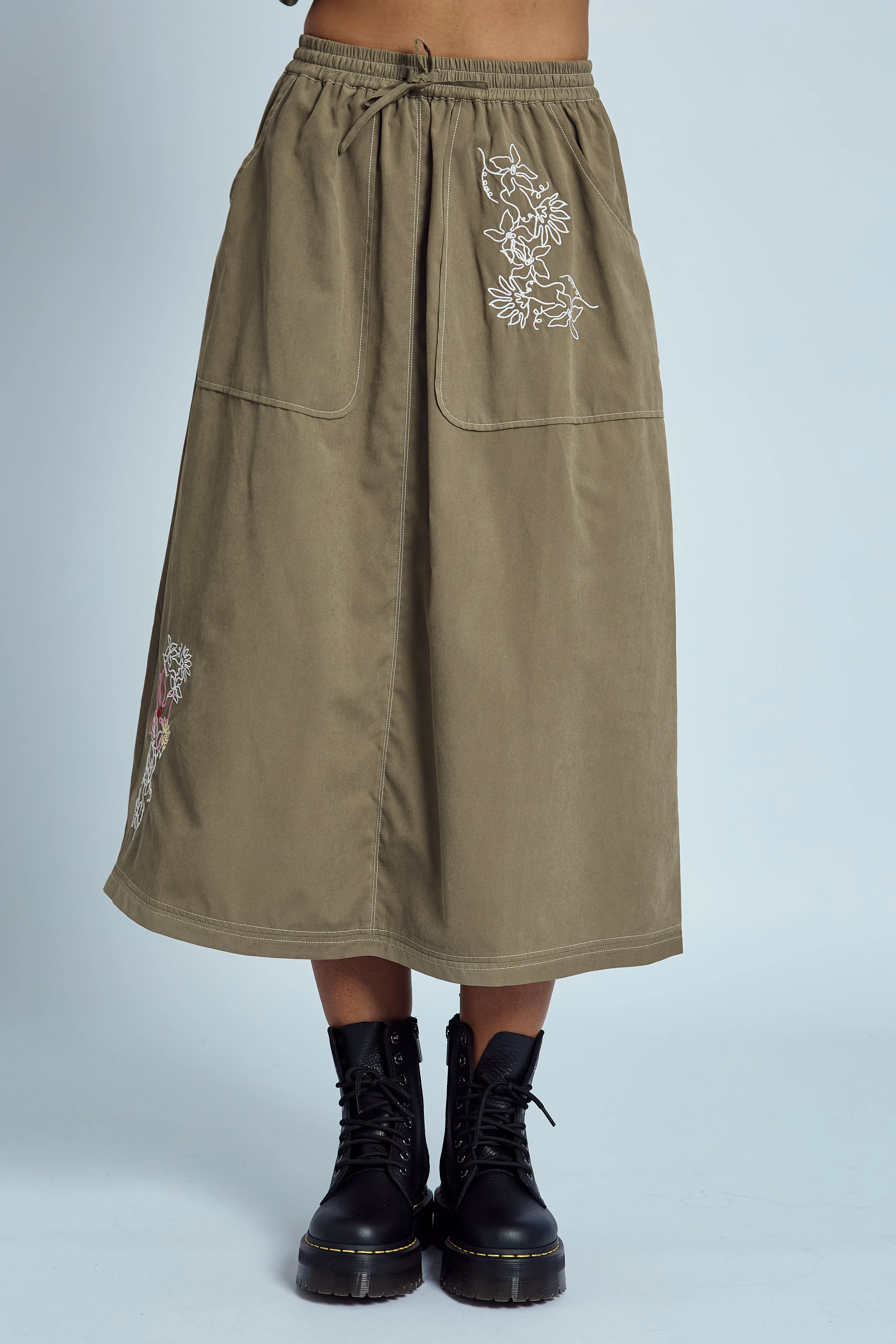 EVELYN EMBROIDERED MIDI SKIRT sold by NATIVE YOUTH