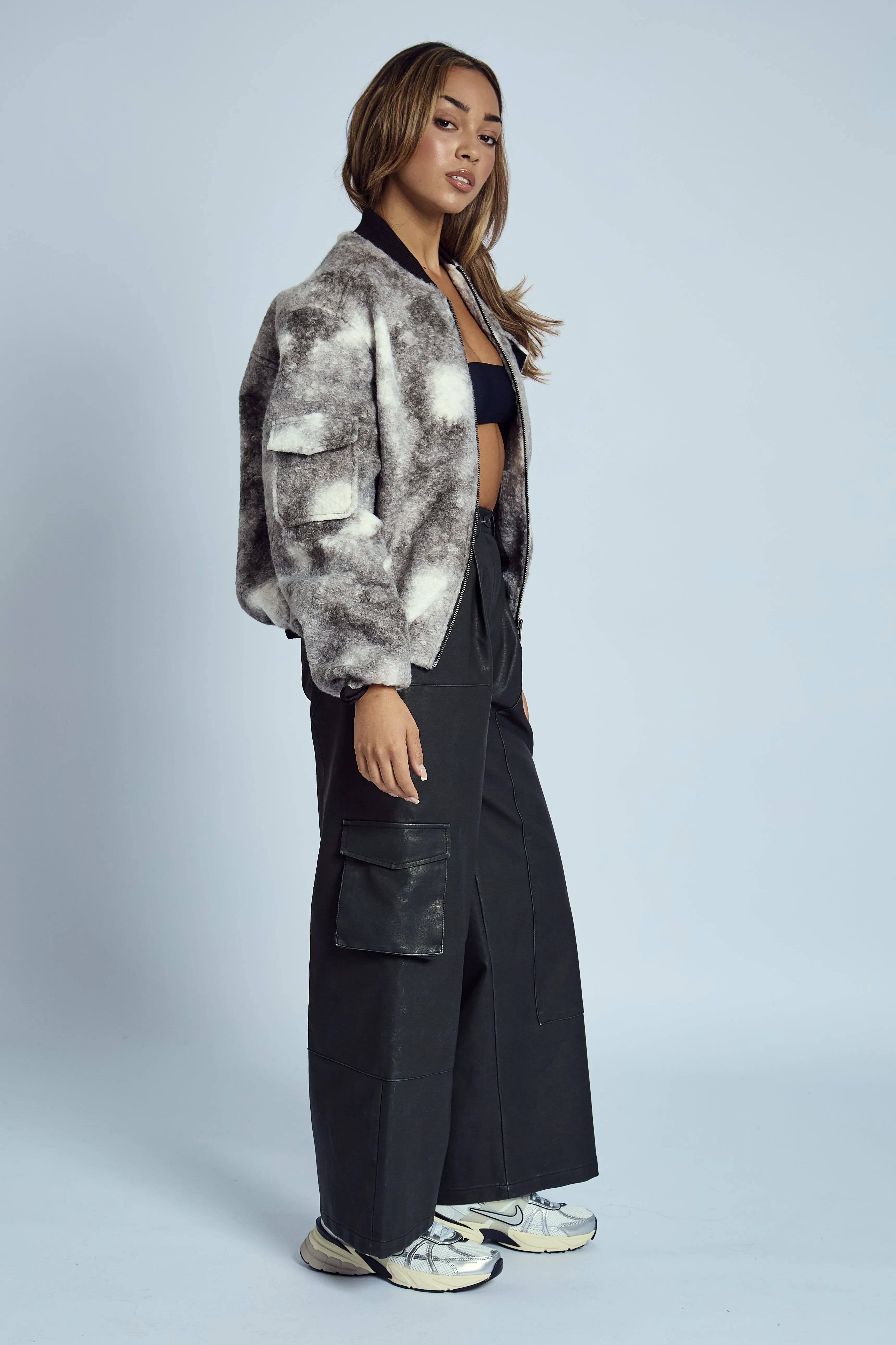 HARLEY BOUCLE MONOCHROME BOMBER JACKET sold by NATIVE YOUTH product image thumbnail 2