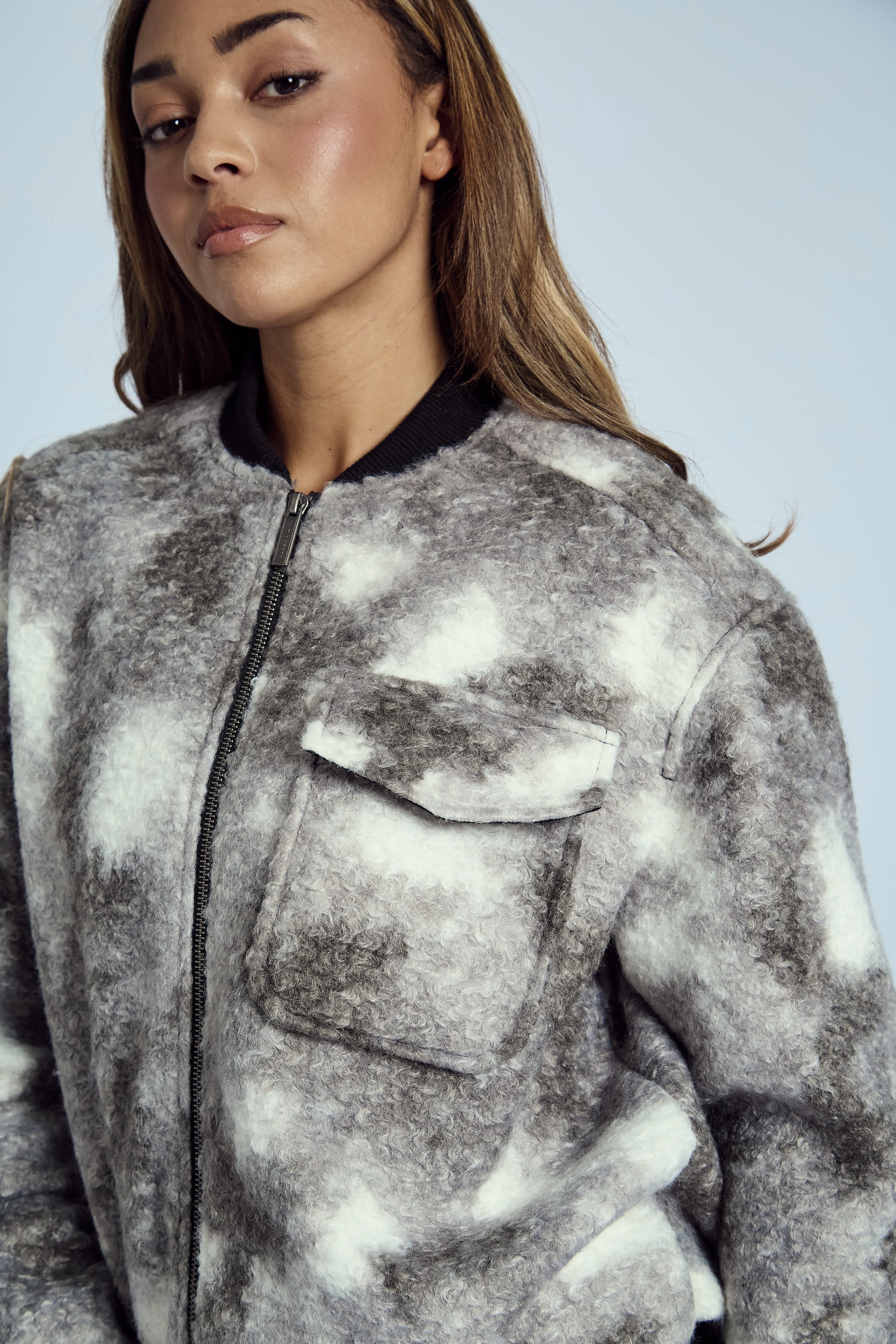 HARLEY BOUCLE MONOCHROME BOMBER JACKET sold by NATIVE YOUTH product image thumbnail 3