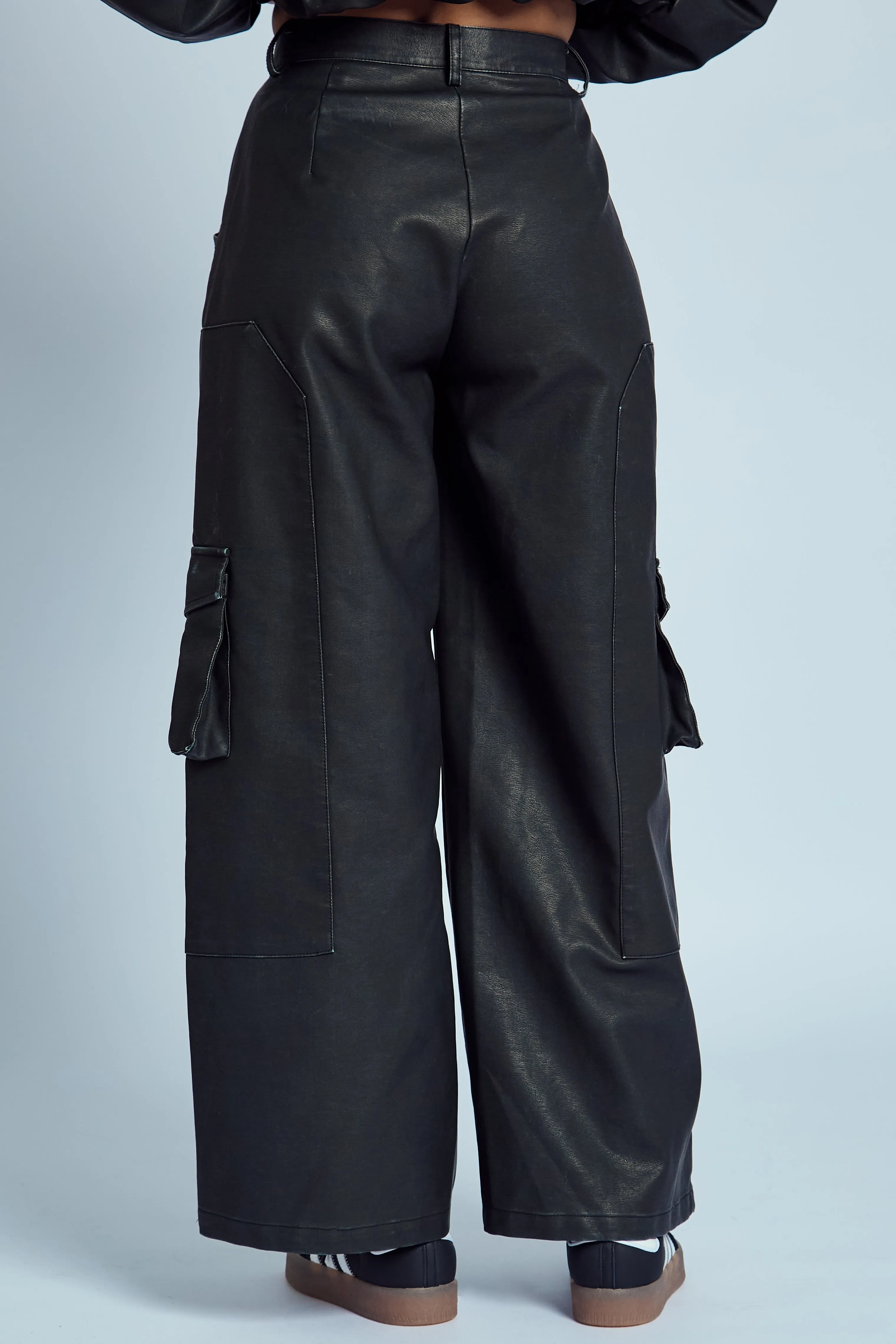 ALMOS VEGAN LEATHER WIDE LEG TROUSER sold by NATIVE YOUTH product image thumbnail 4