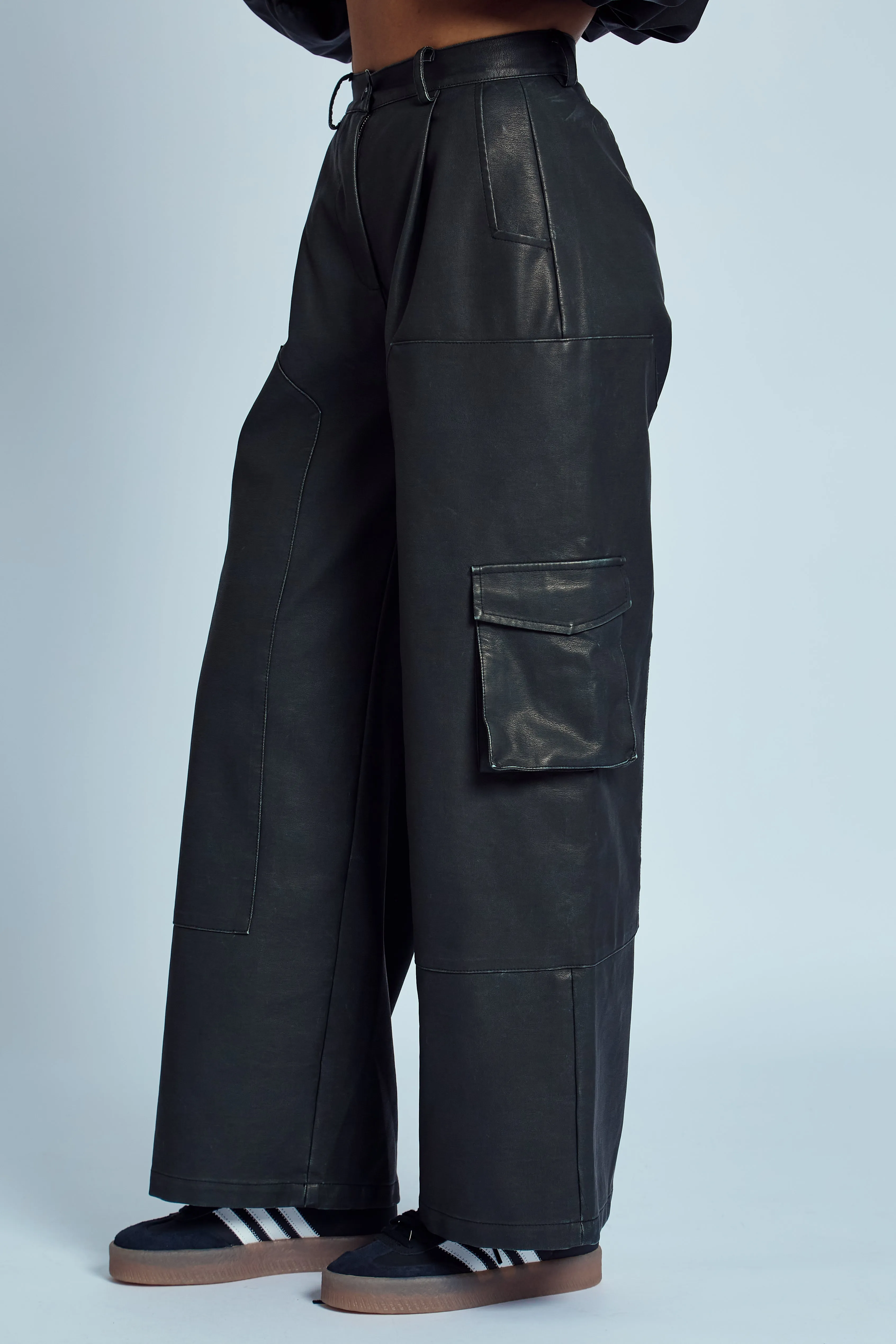 ALMOS VEGAN LEATHER WIDE LEG TROUSER sold by NATIVE YOUTH product image thumbnail 3