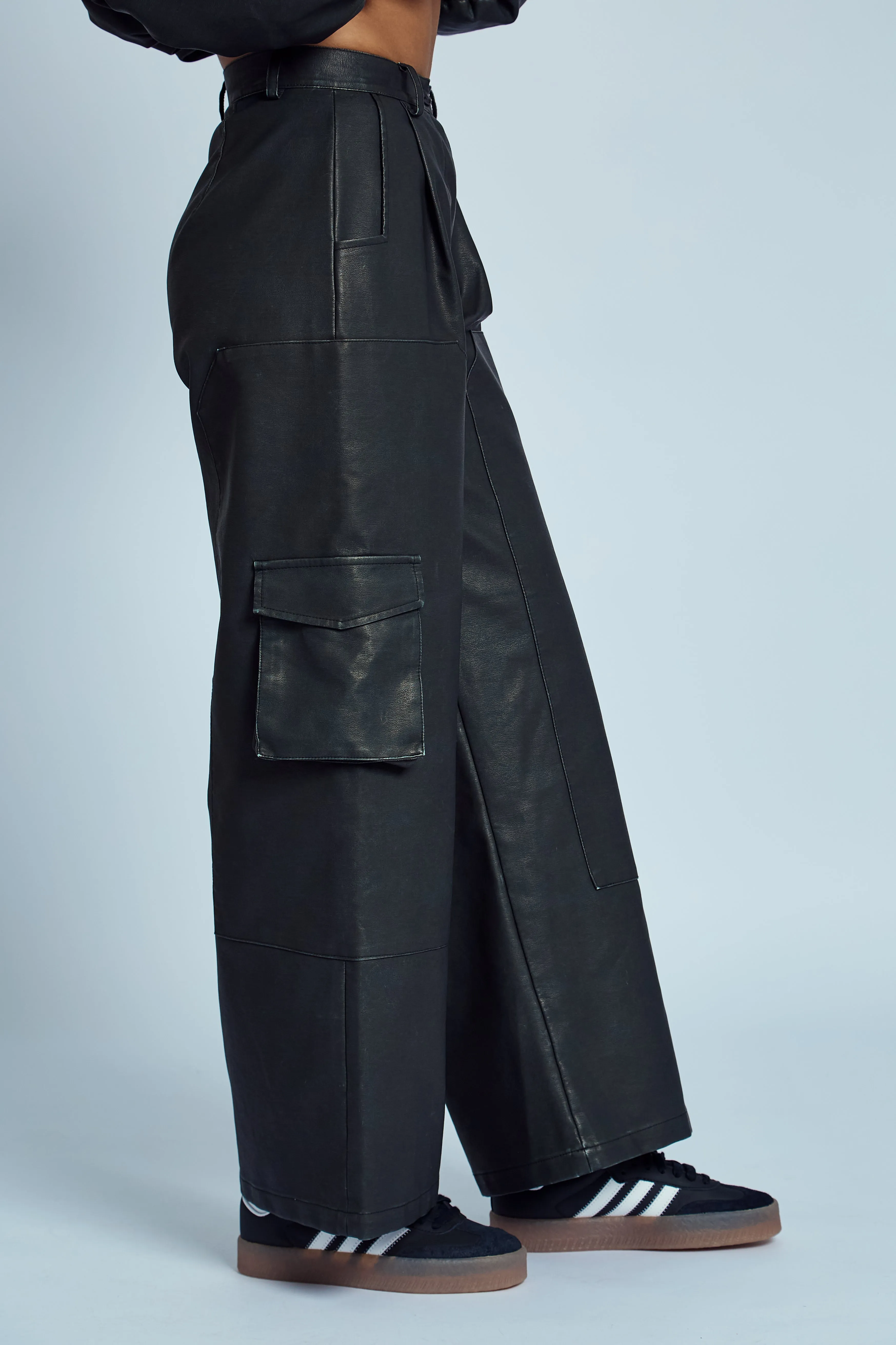 ALMOS VEGAN LEATHER WIDE LEG TROUSER sold by NATIVE YOUTH product image thumbnail 2