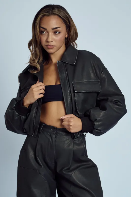 ALMOS VEGAN LEATHER PUFFED BOMBER sold by NATIVE YOUTH